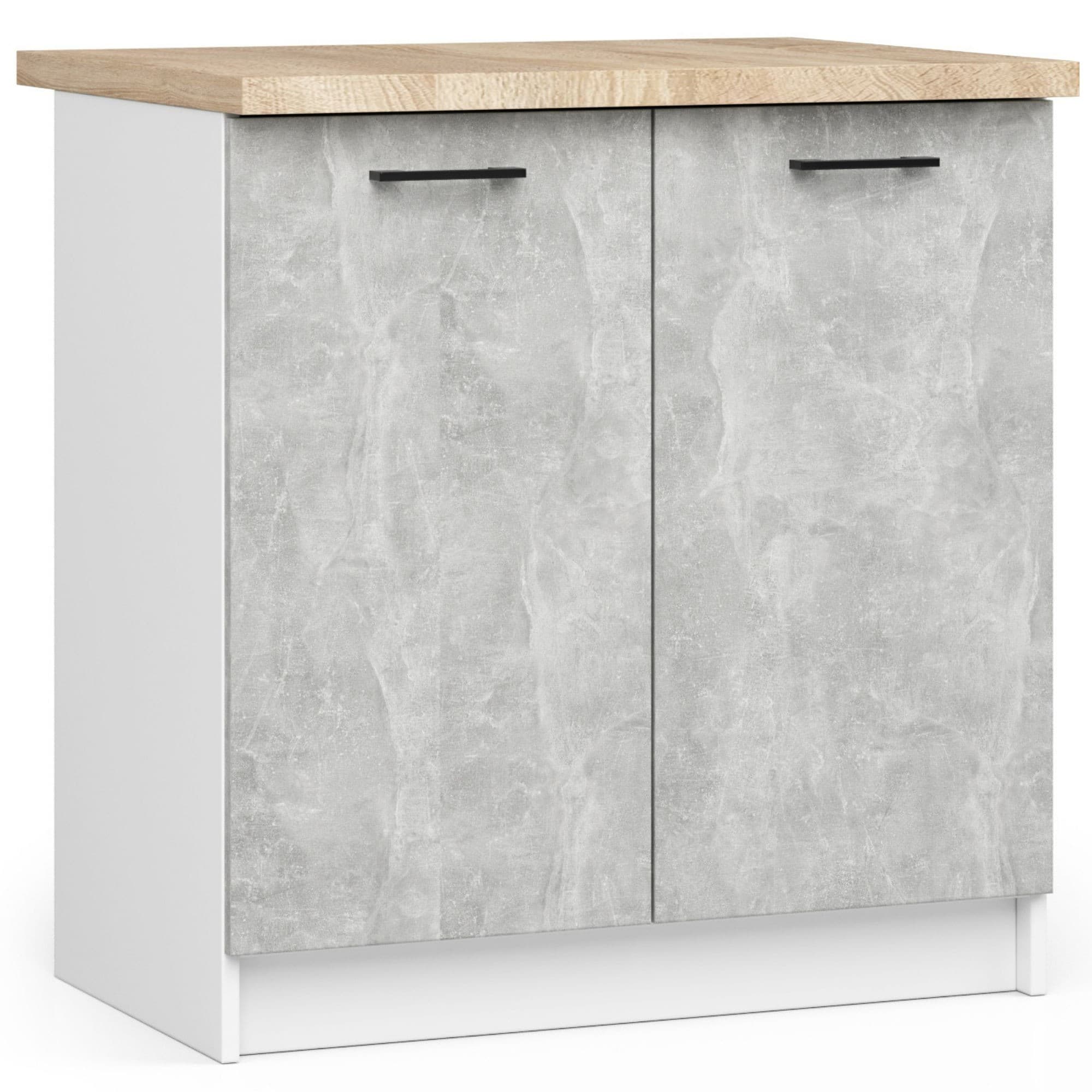 Akord Oliwia Keittiökaappi 2-ovinen Valkoinen/Betoni Tasolla 80x46x85 – Akord