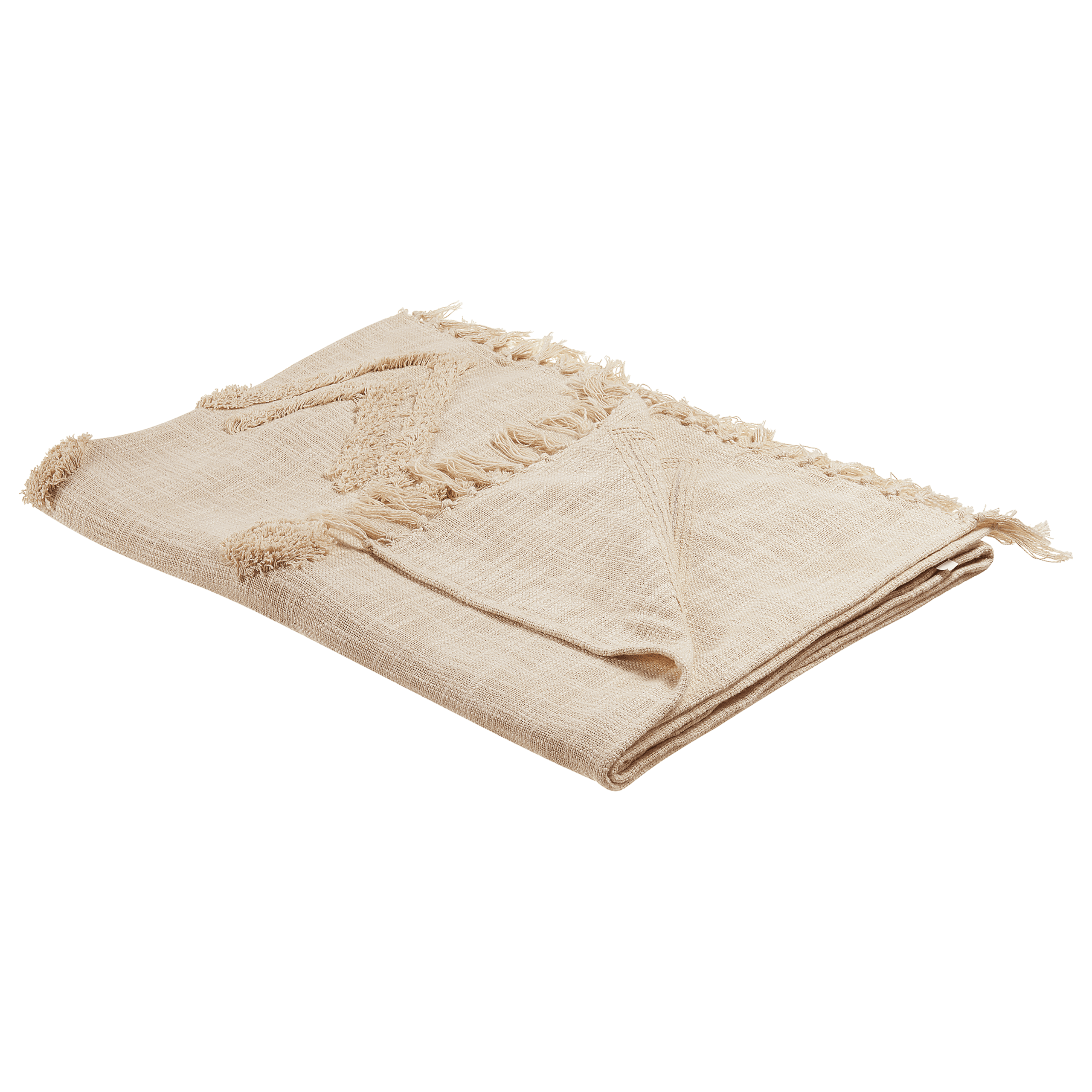 Torkkupeitto FATEHPUR puuvilla 130 x 180 cm Beige – Beliani