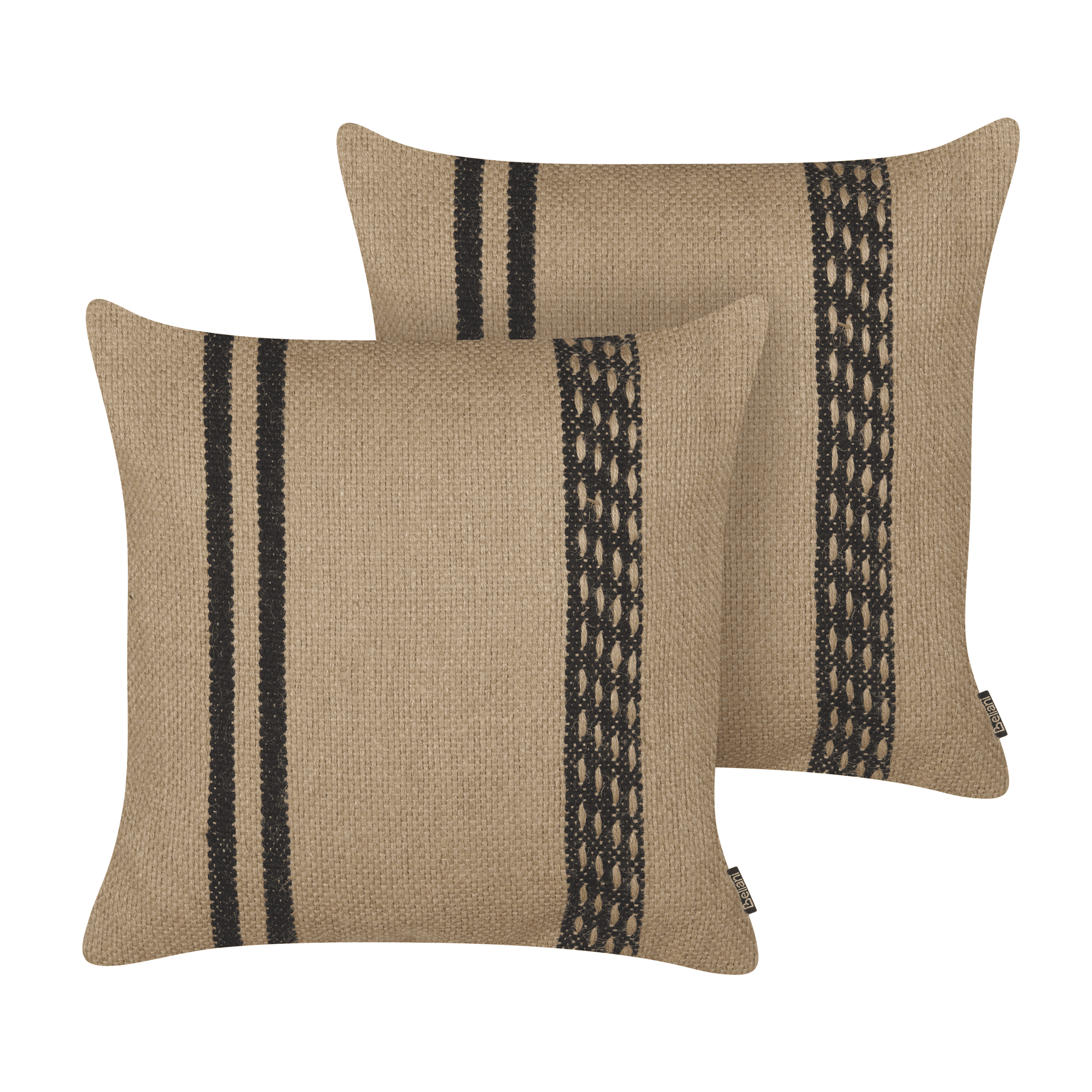 Koristetyynysetti 2 kpl DESALIX juutti 45 x 45 cm Beige Raitakuvio