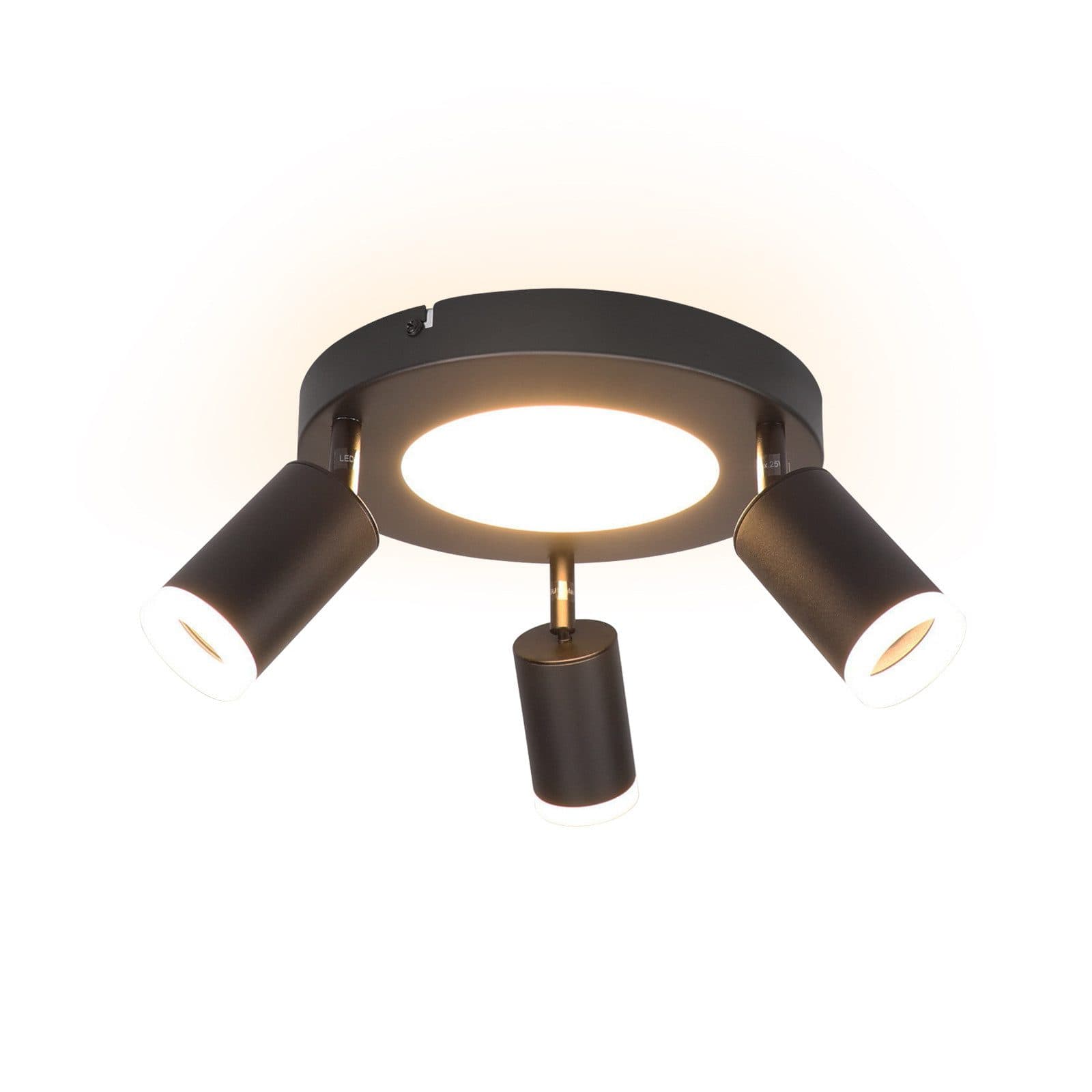 NETTLIFE Kattospottivalaisin 3 lamppua GU10 20W makuuhuoneeseen 3000k musta keittiövalaisin säädettävä 350 säädettävä metalli – Nettlife