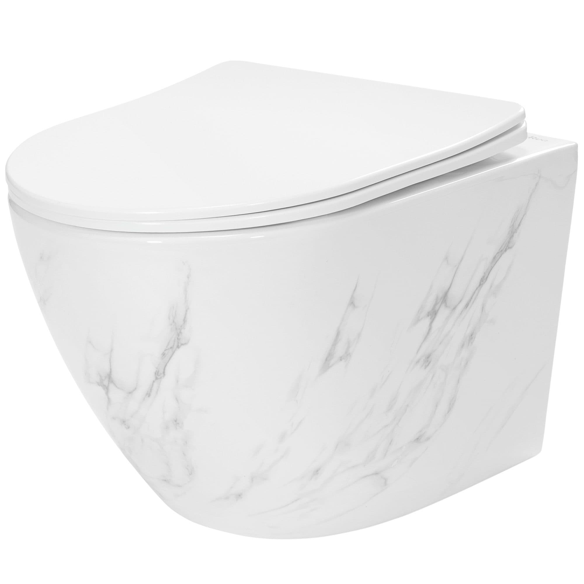 REA Seinä-WC CARLOS DUROPLAST/FLAT/ZM NATURE MARBLE Harmaa, 49,5X37X32CM
