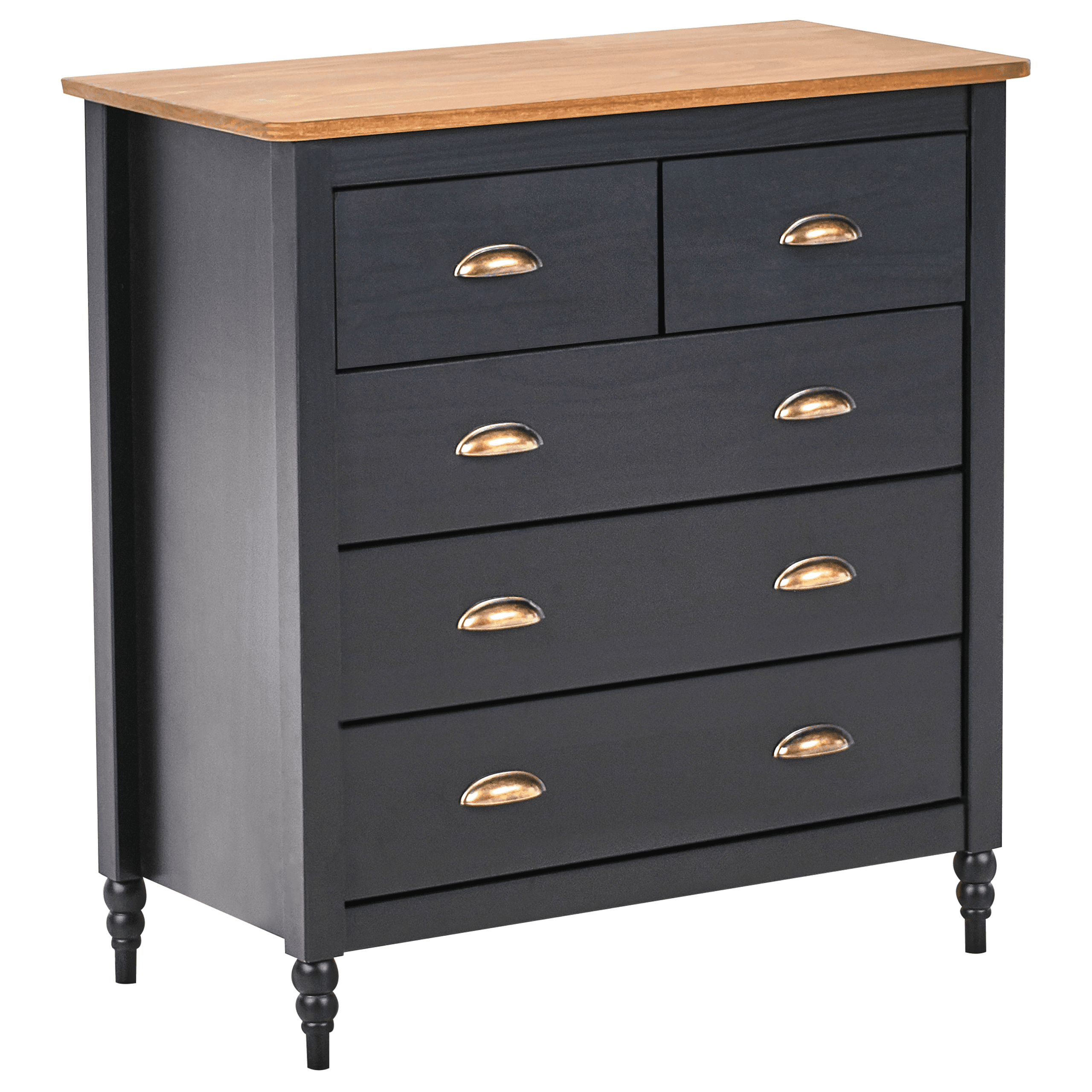 Lipasto 5 laatikolla SHILLINGTON mänty Musta