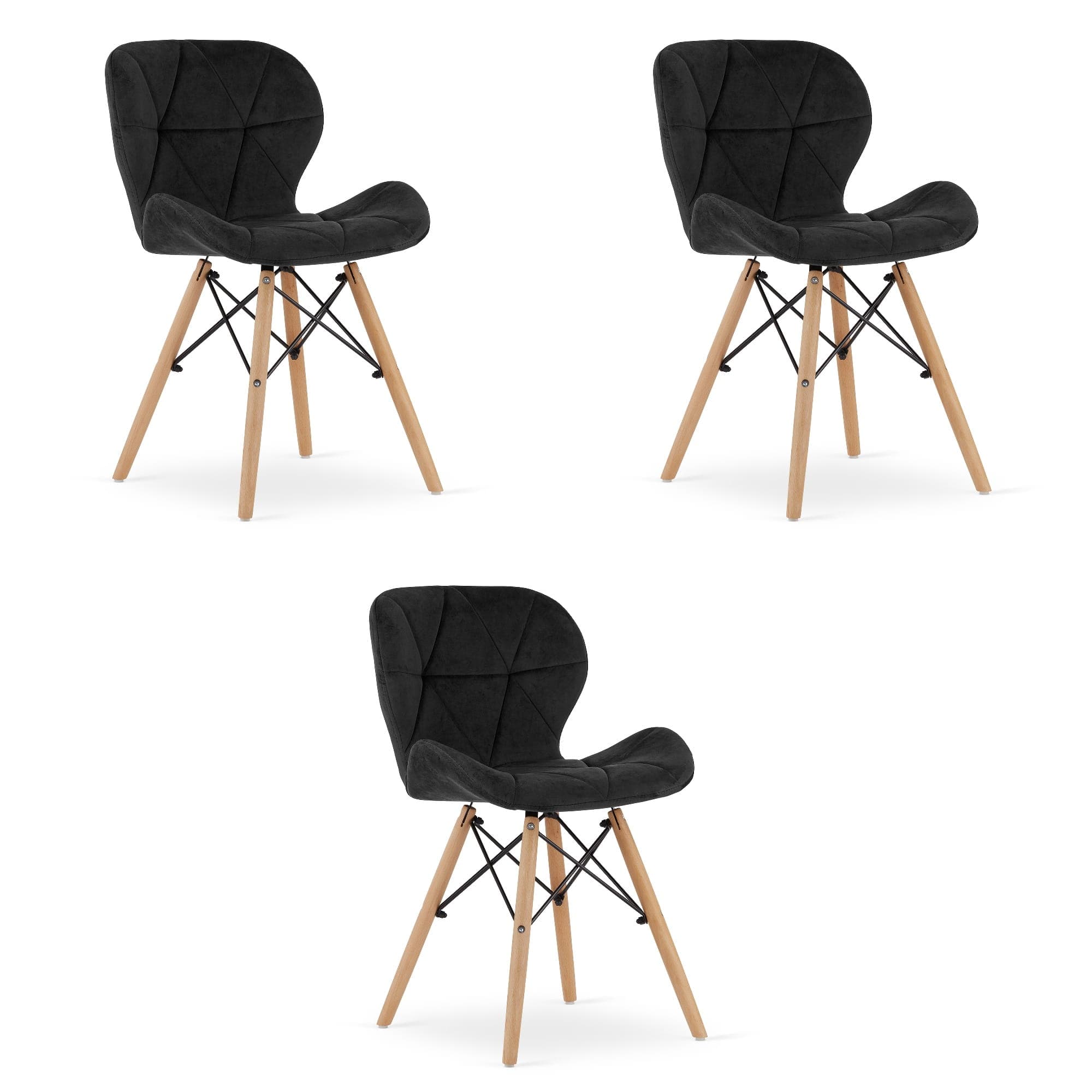 LAGO samettituoli, musta (3 kpl) – Leobert