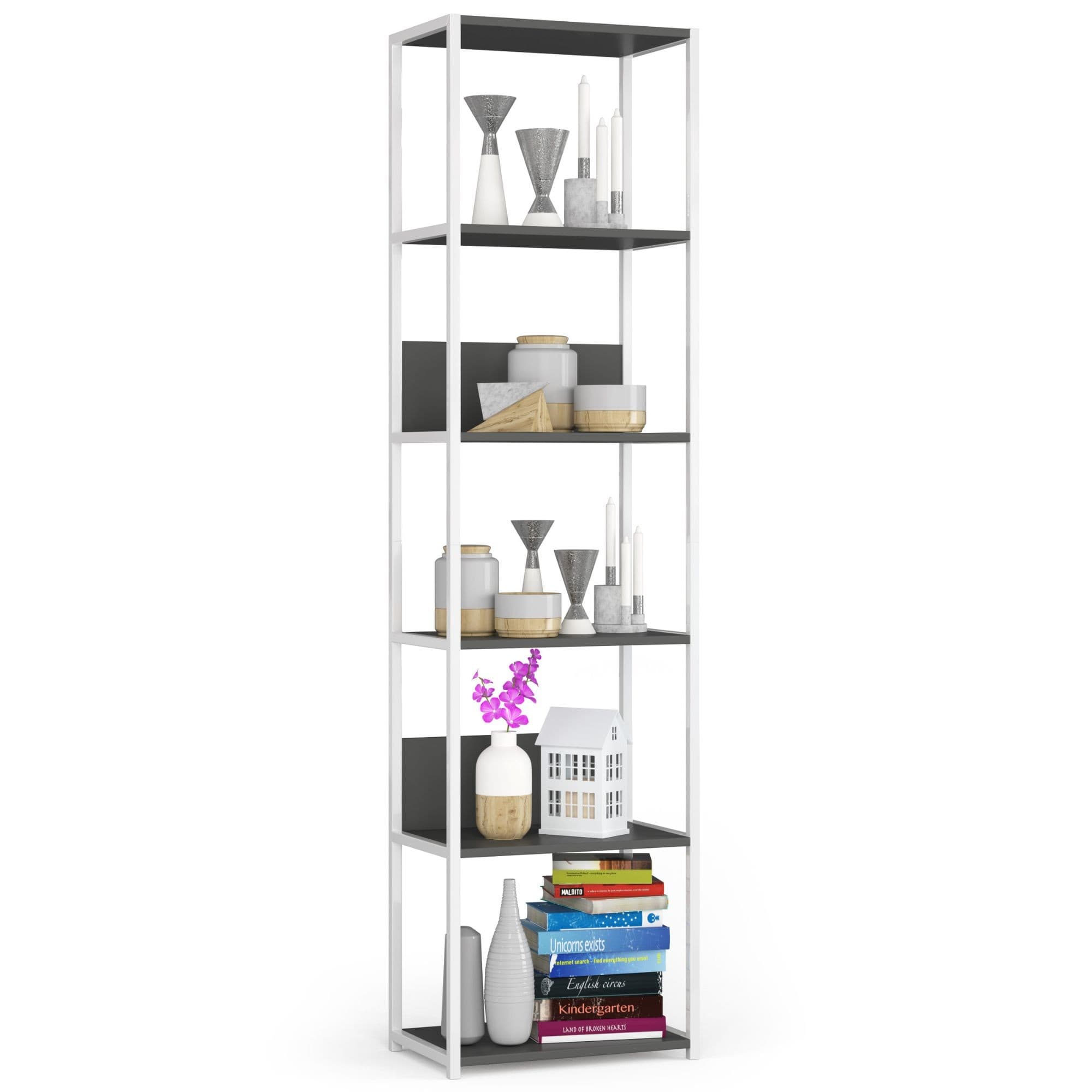Akord Metallihylly Loft Valkoinen/Harmaa 50x32x192 – Akord