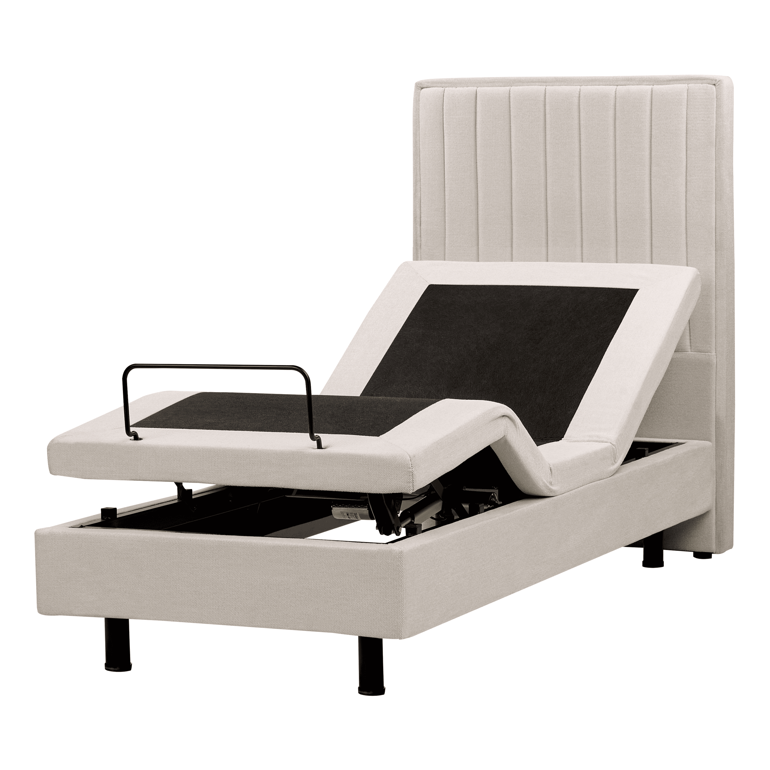 Säädettävä sänky kangas DUKE II 80 x 200 cm Vaaleanbeige – Beliani