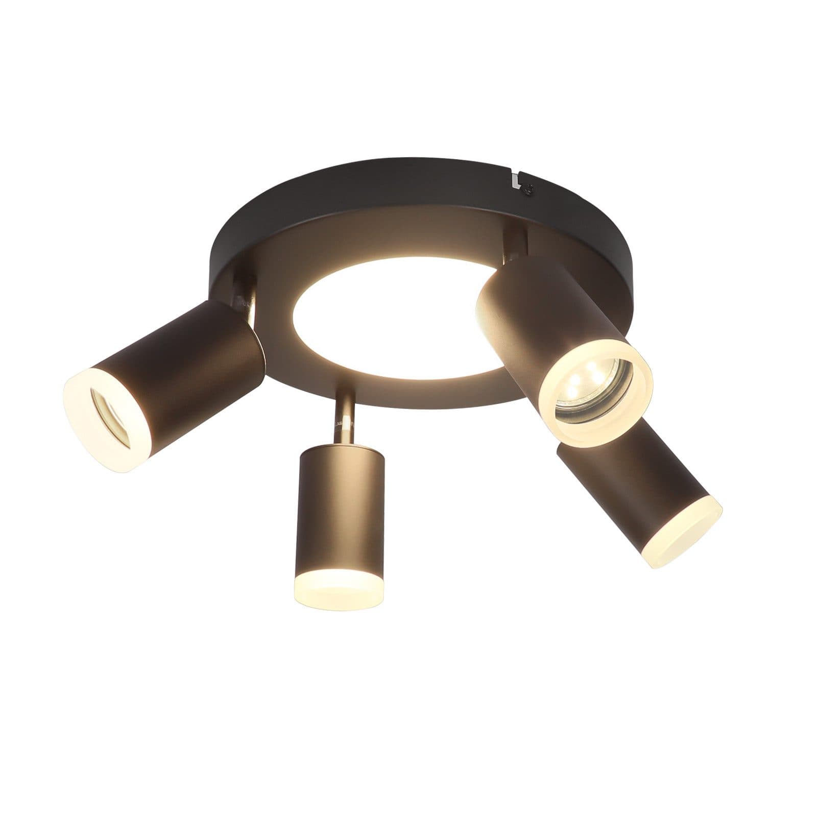 NETTLIFE Kattospottivalaisin 4 lamppua GU10 20W makuuhuoneeseen 3000k musta Kääntyvä 350° metallinen kääntyvä – Nettlife