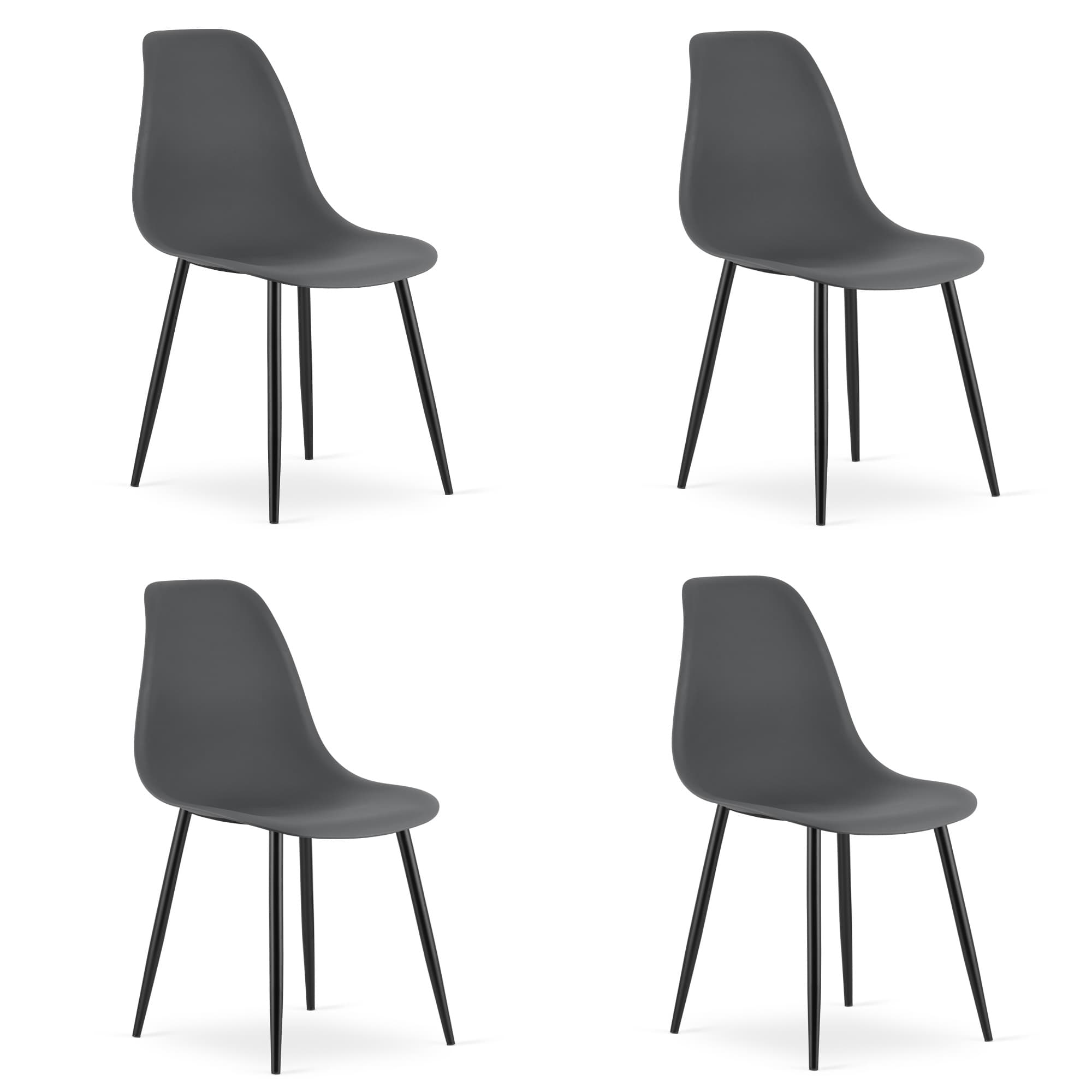 WAT-tuoli tummanharmaa, mustat jalat (4 kpl) – Leobert
