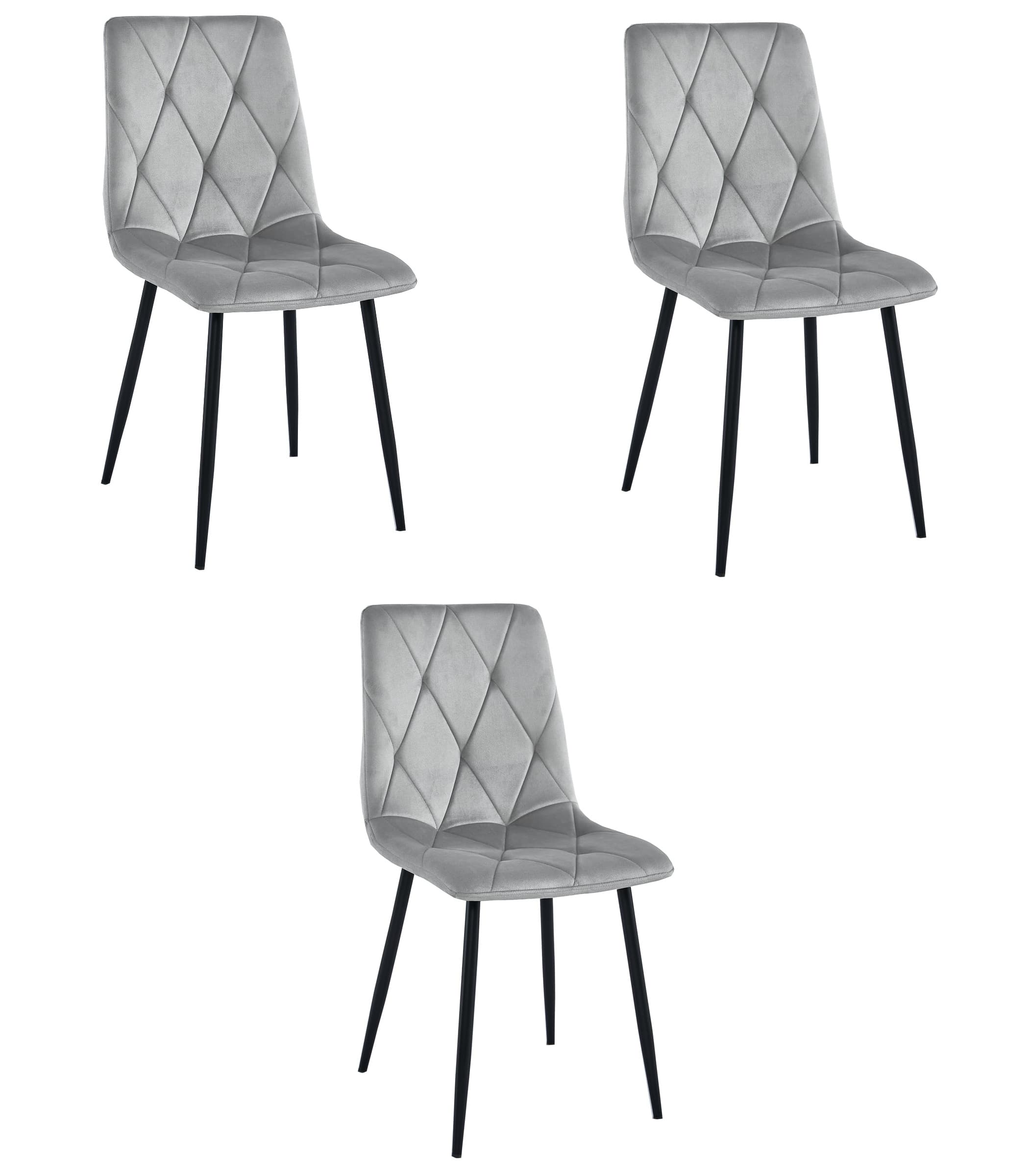 LIBRA-tuoli, hopeanharmaa sametti, mustat jalat (3 kpl) – Leobert
