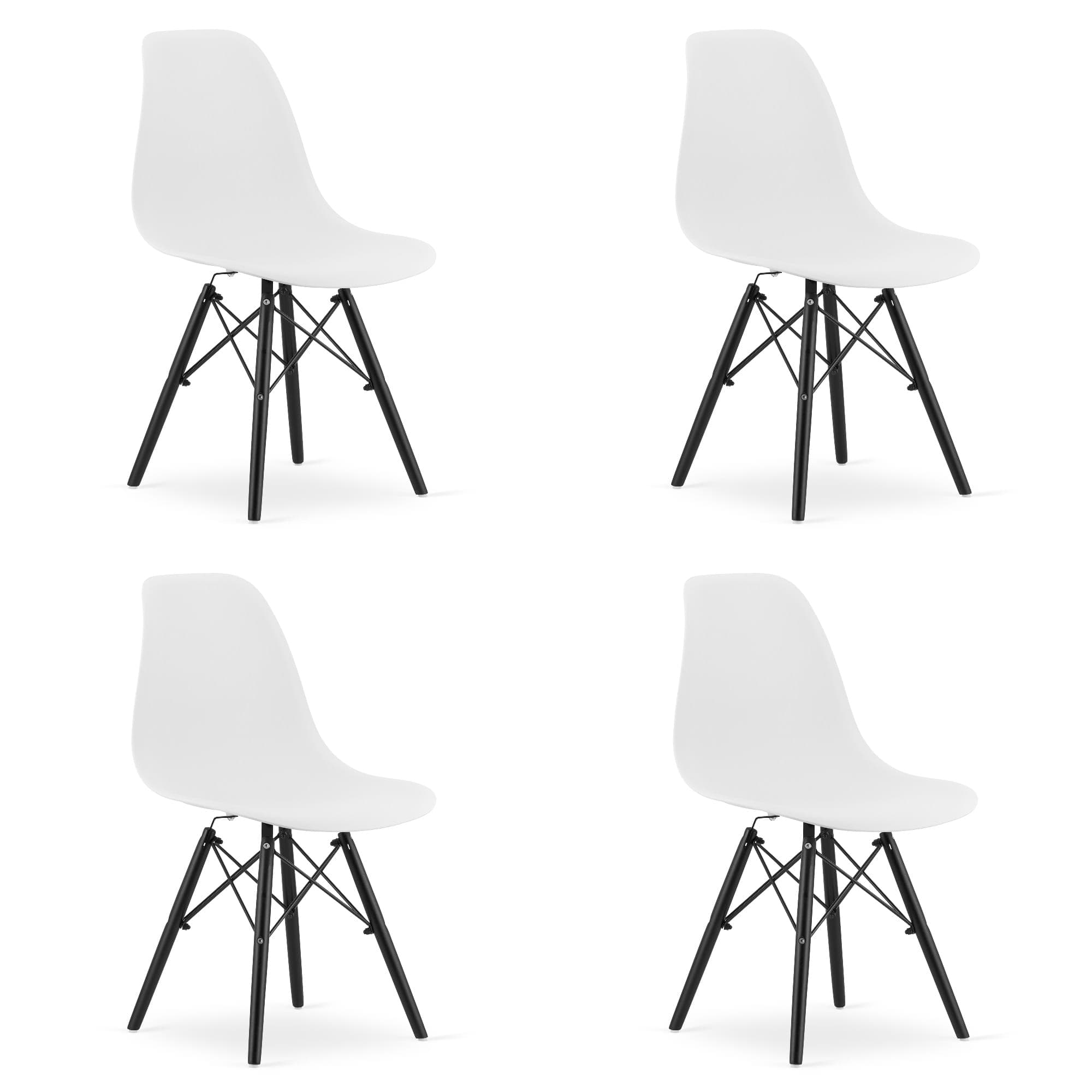 OSAKA-tuoli, valkoinen, mustat jalat (4 kpl) – Leobert