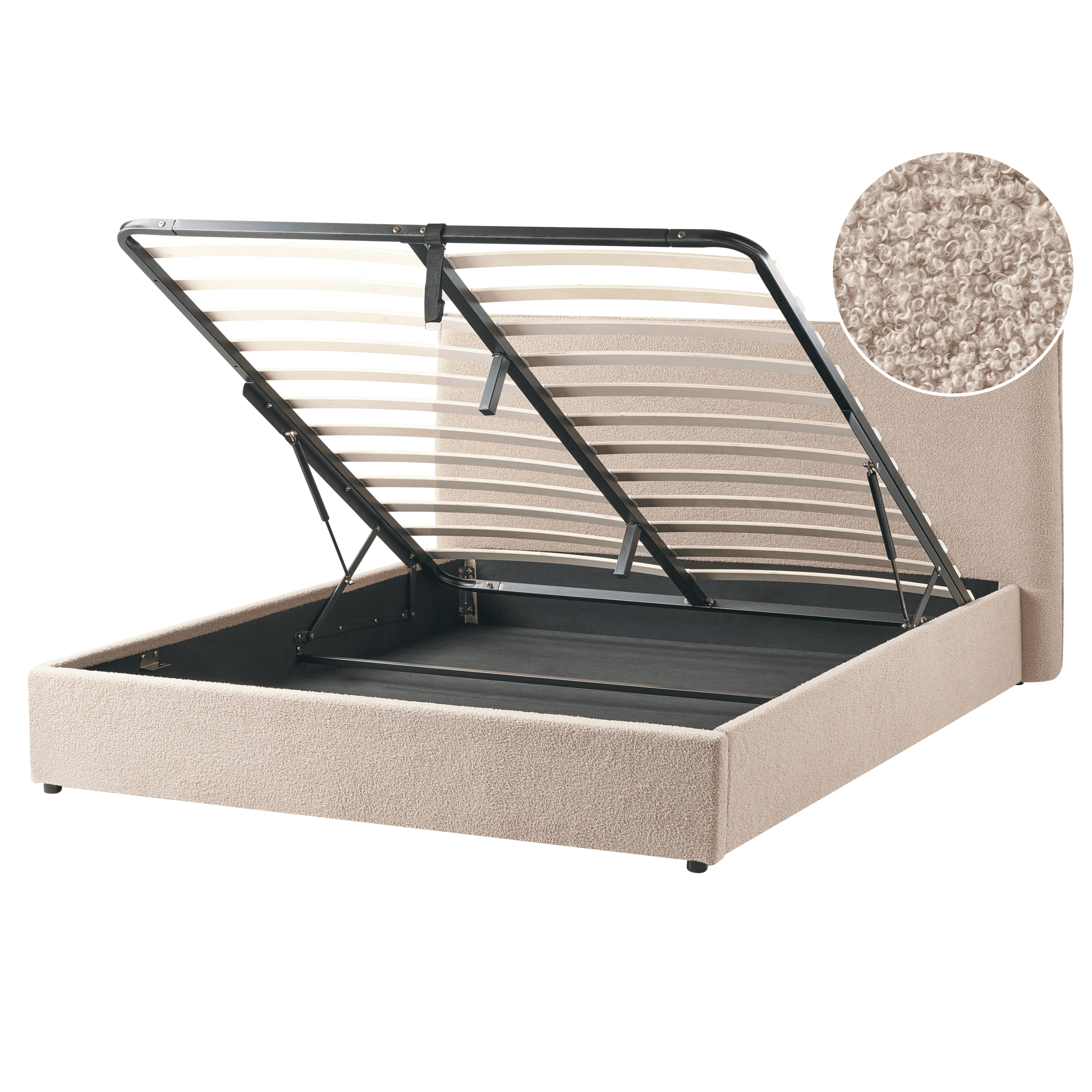 Sänky säilytystilalla buklee LAVAUR 160 x 200 cm Ruskeanharmaa – Beliani