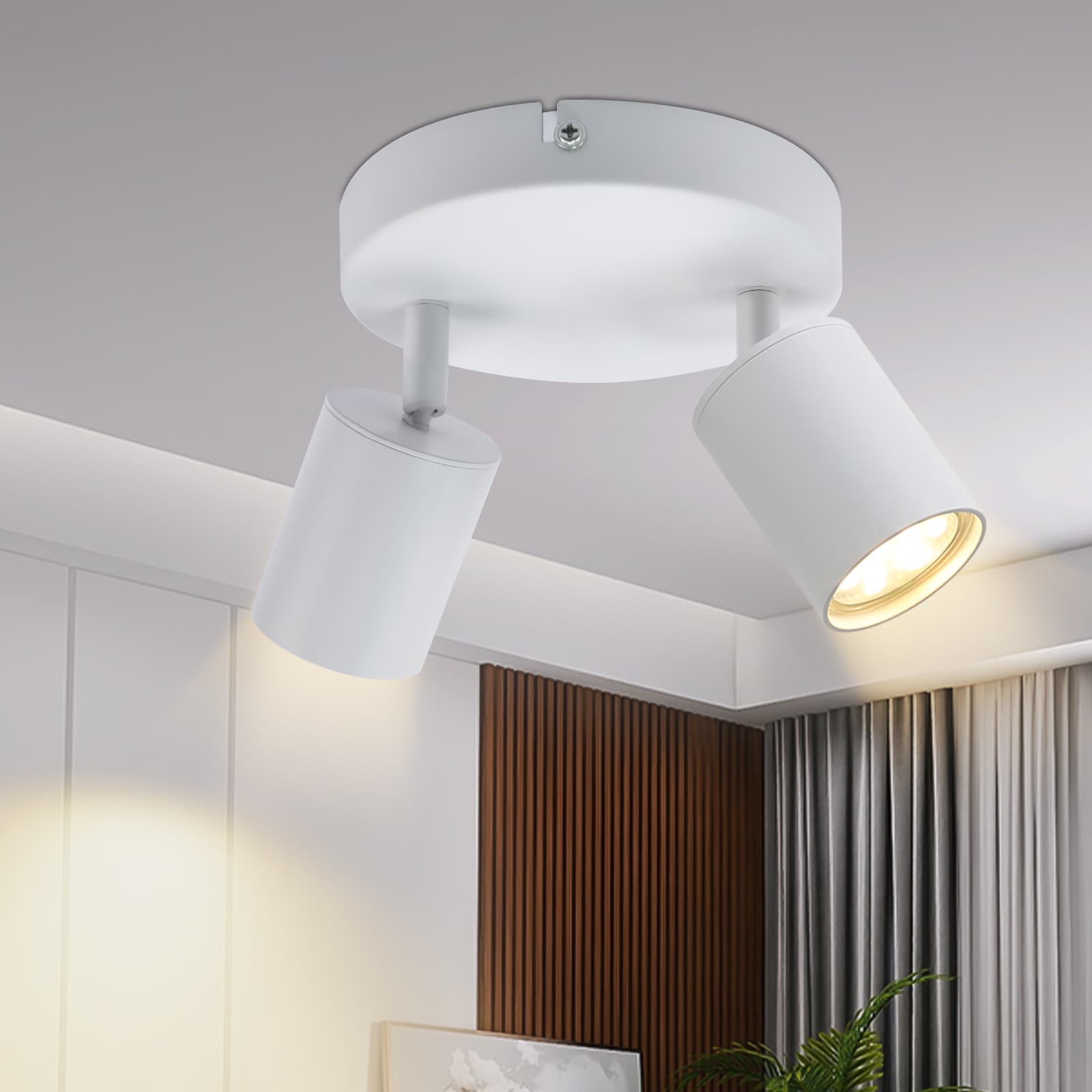 NETTLIFE kattokohdevalaisin, 2 mustaa GU10- lamppua, olohuoneen moderni säädettävä kattovalaisin – Nettlife