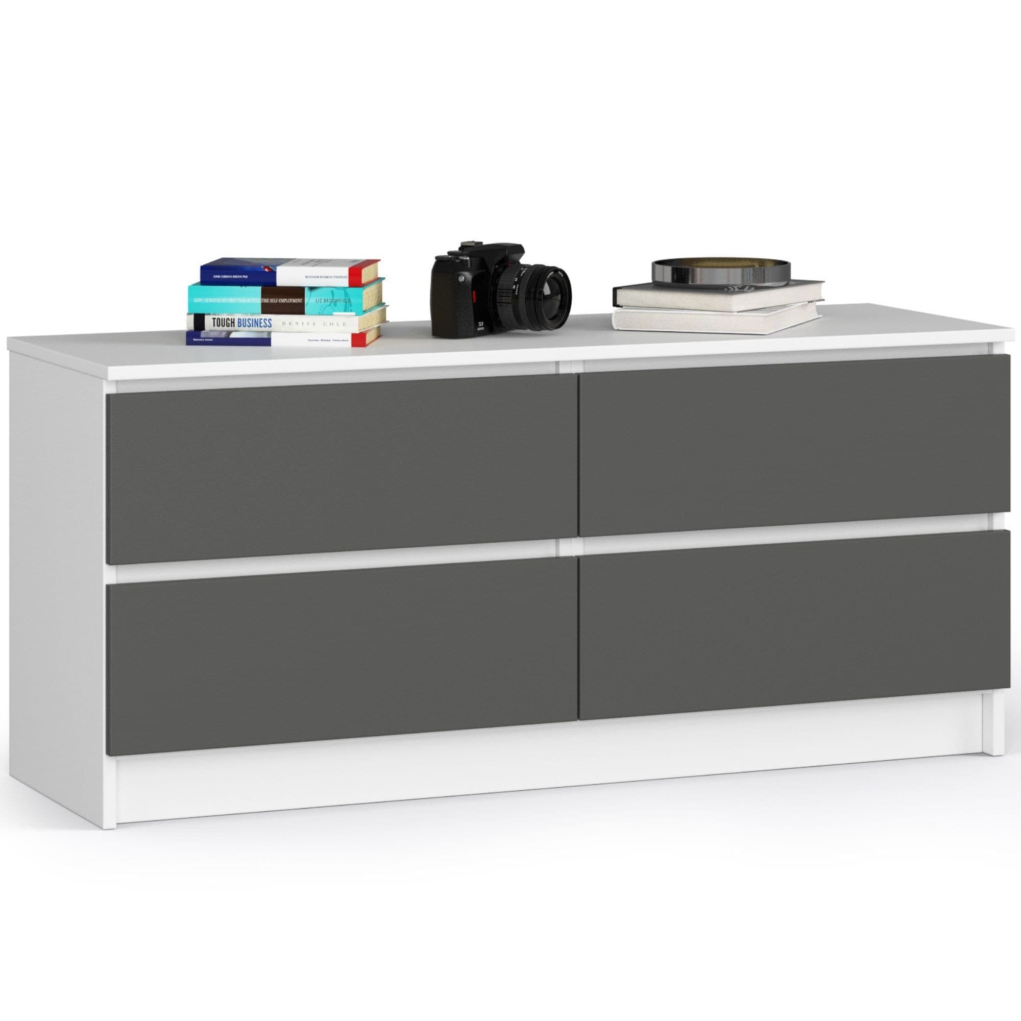 Akord Lipasto 4 laatikkoa Valkoinen/Harmaa Grafiitti 120x40x55