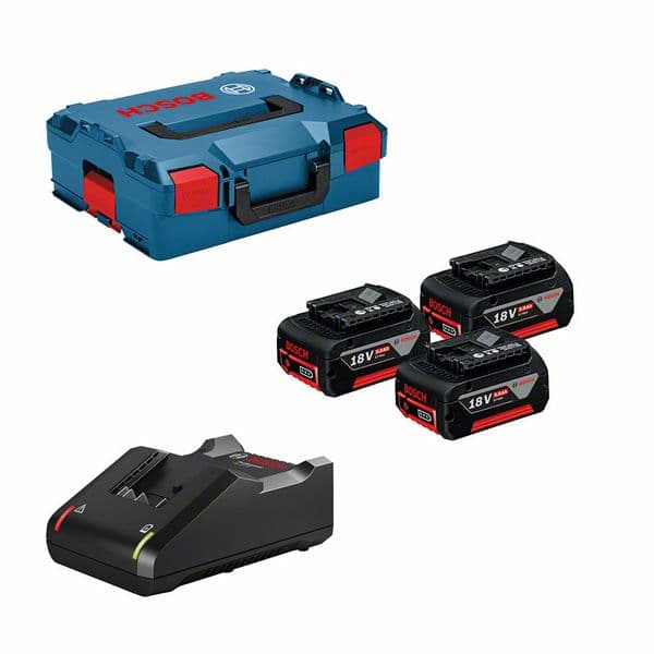 Bosch 18V Aloituspakkaus: 3x 5,0 Ah Akku + GAL 18V-40 + L-Boxx – Bosch