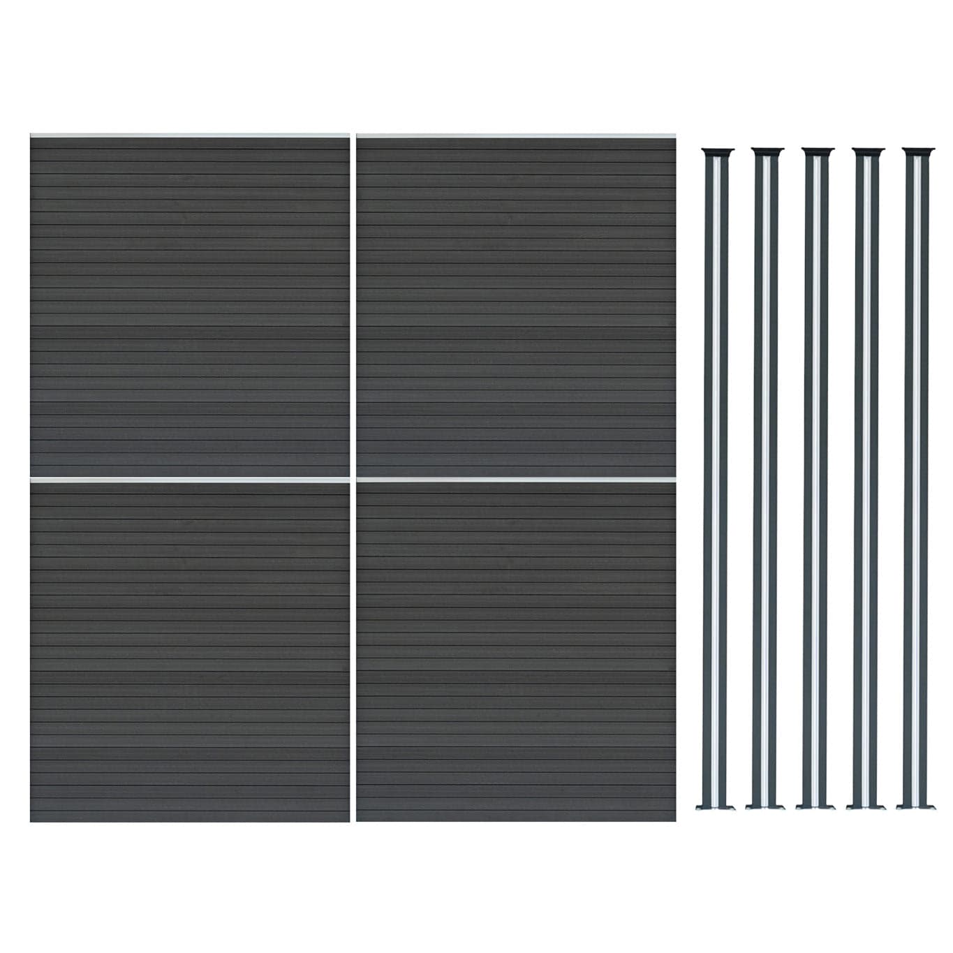 Komposiittiaitapaneelit ja LED-pylväät 1,8 m x 7,9 m - harmaa – Monstershop