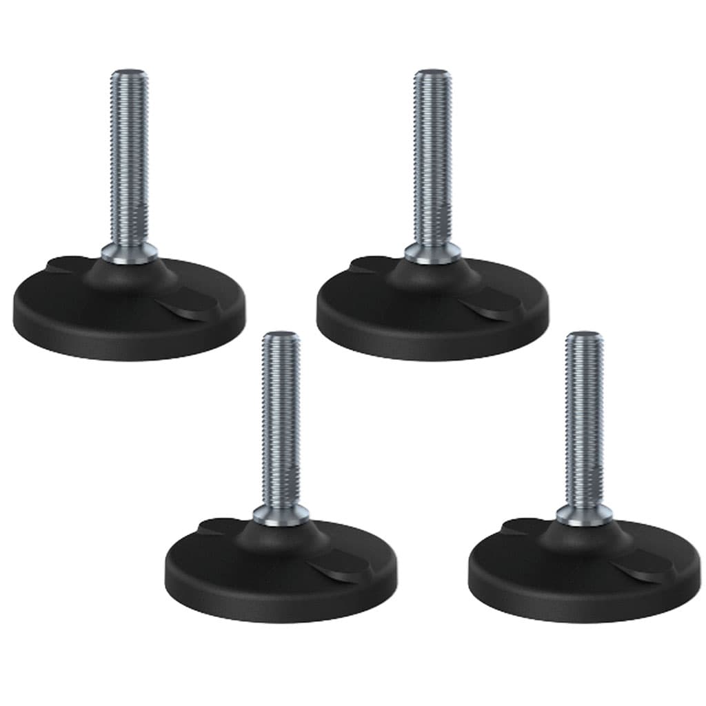 Ruostumaton tasoitusjalka M16x70, 100 mm:n muovialusta, rei'itetty, kantavuus 6000 kg – 4 kpl:n sarja