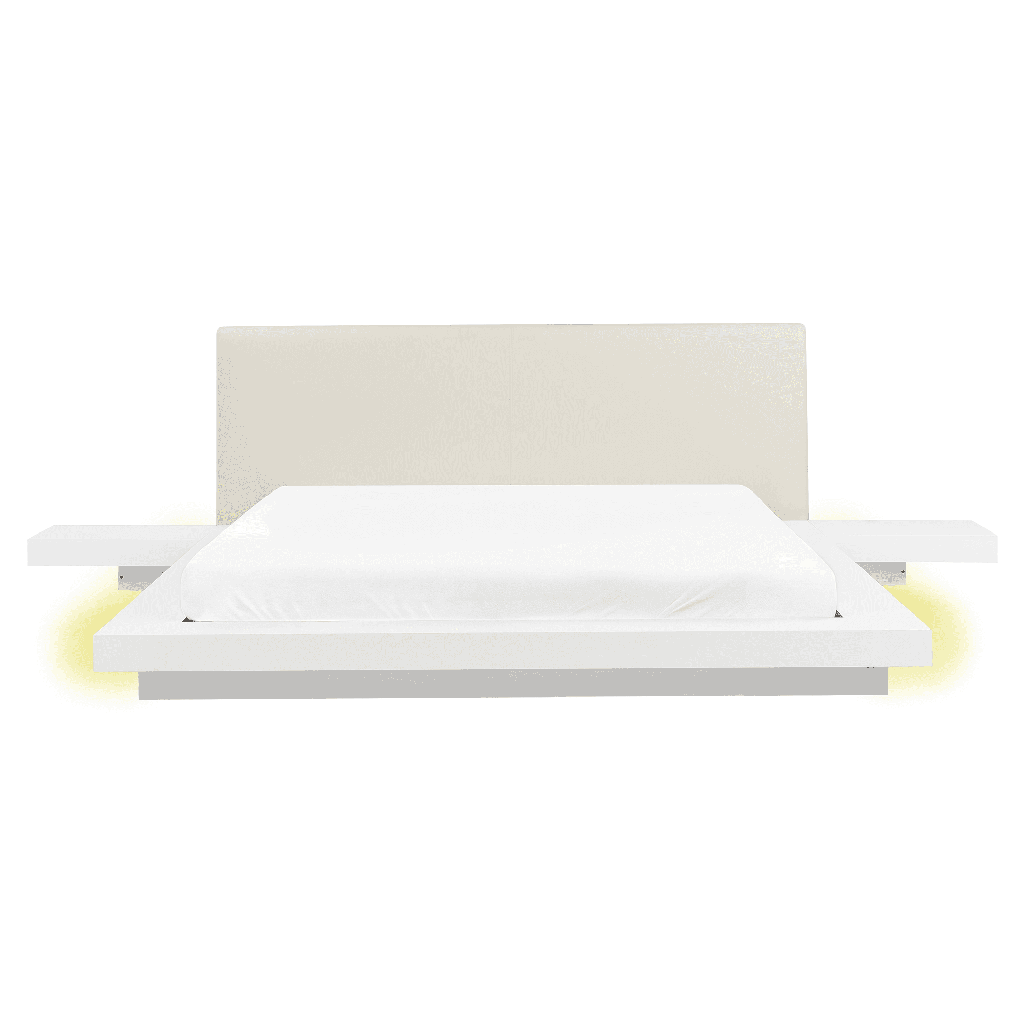 Sänky LED-valoilla keinonahka ZEN 160 x 200 cm Valkoinen – Beliani