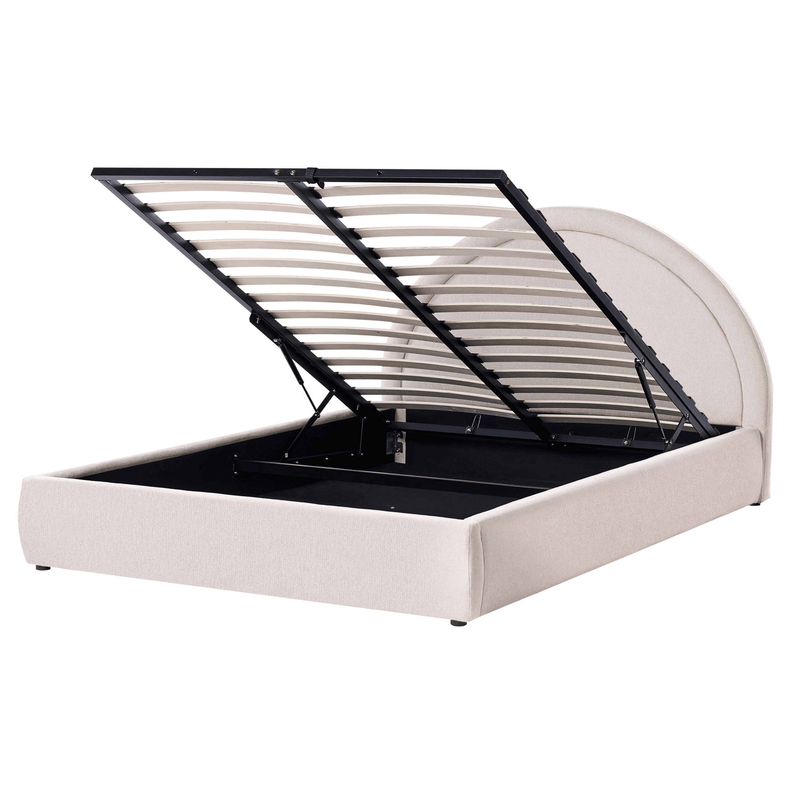 Sänky säilytystilalla kangas MOUZON 160 x 200 cm Vaaleanbeige