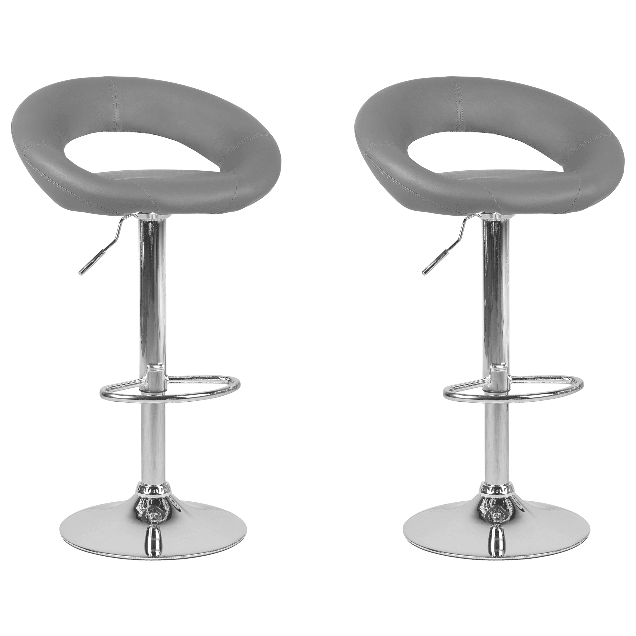 Baarituolisetti 2 kpl PEORIA keinonahka pyörivä Harmaa – Beliani