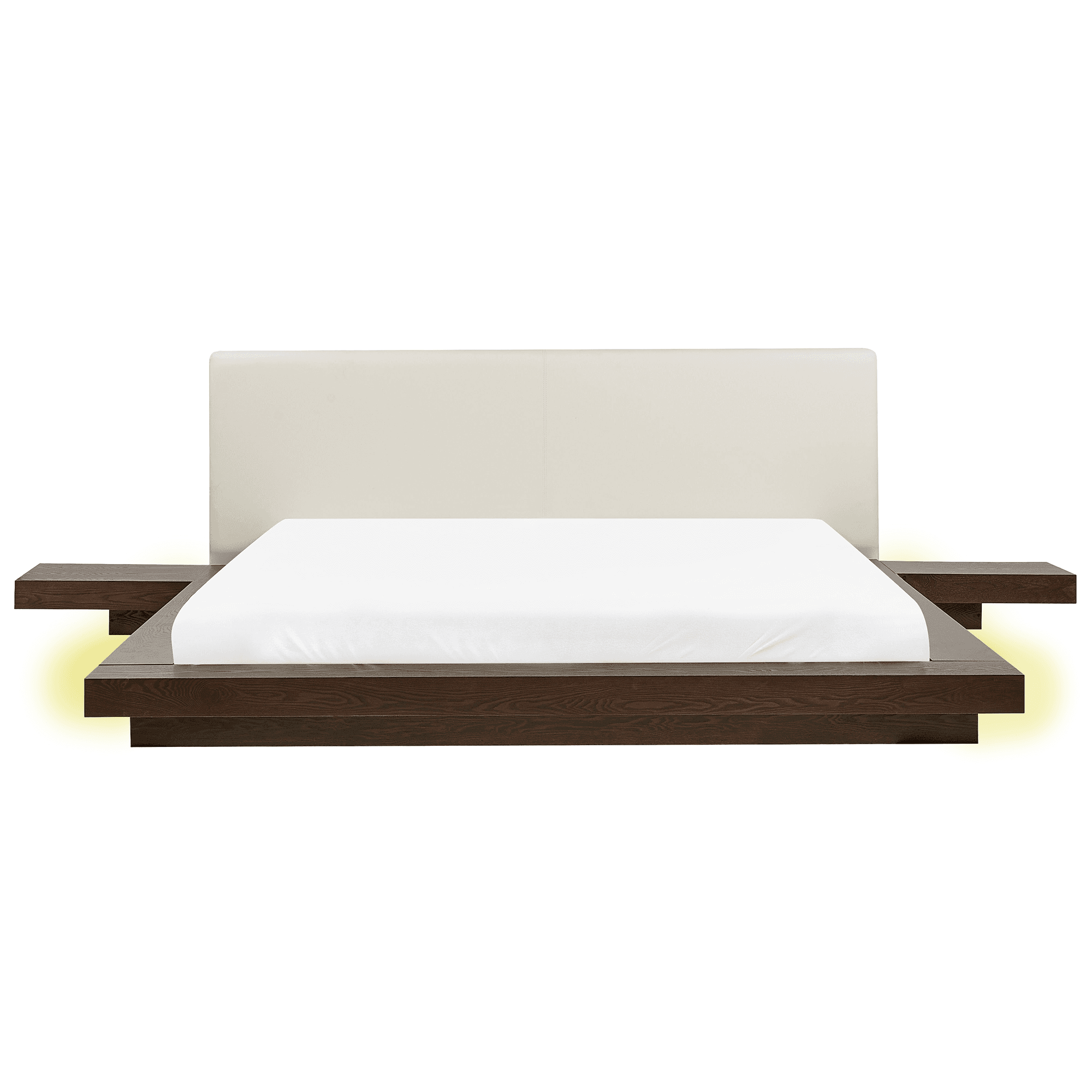 Sänky LED-valoilla keinonahka ZEN 180 x 200 cm Tumma saarni