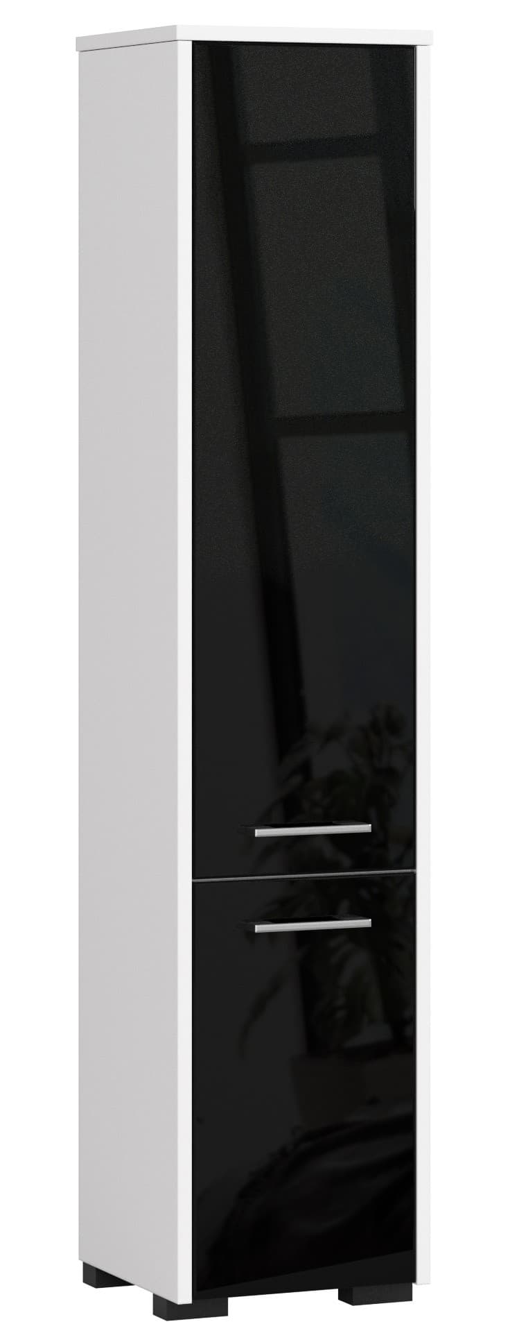 Akord Kylpyhuoneen Kolonni 2 Ovet Valkoinen/Musta Korkeakiilto 30x30x140