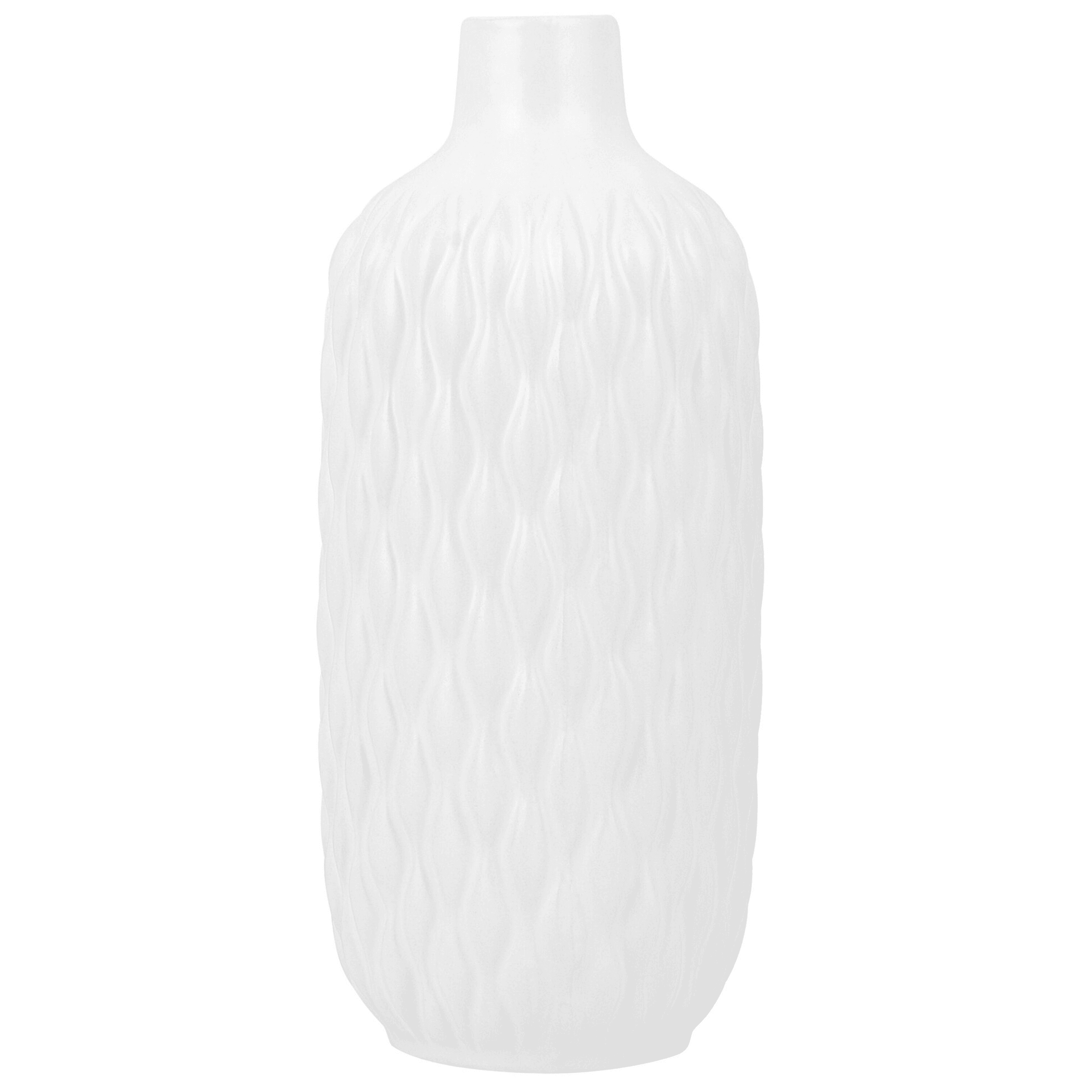 Koristemaljakko EMAR kivitavara 31 cm Valkoinen – Beliani