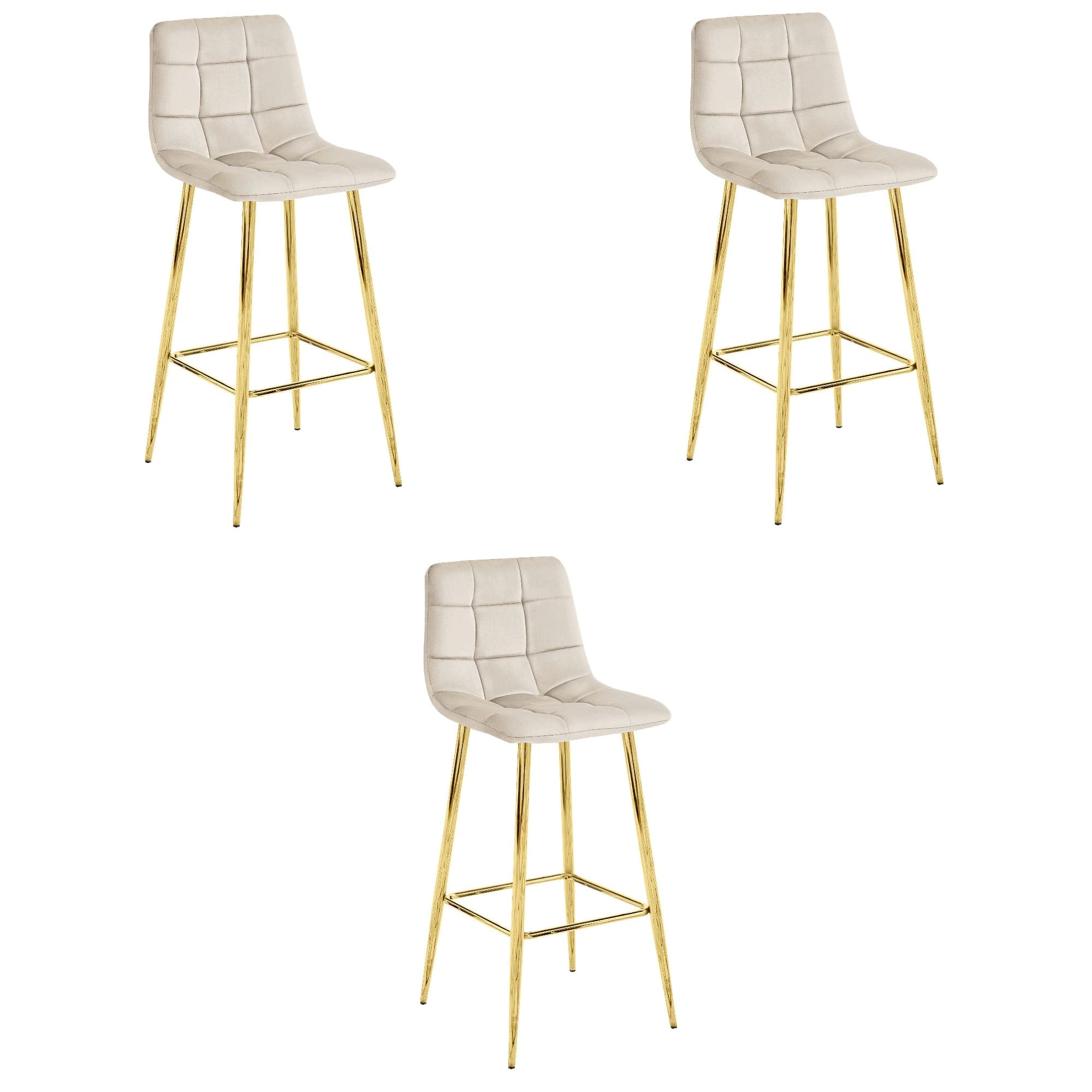 ARCETO jakkara - beige sametti / KULTAISET jalat x 3 – INNE