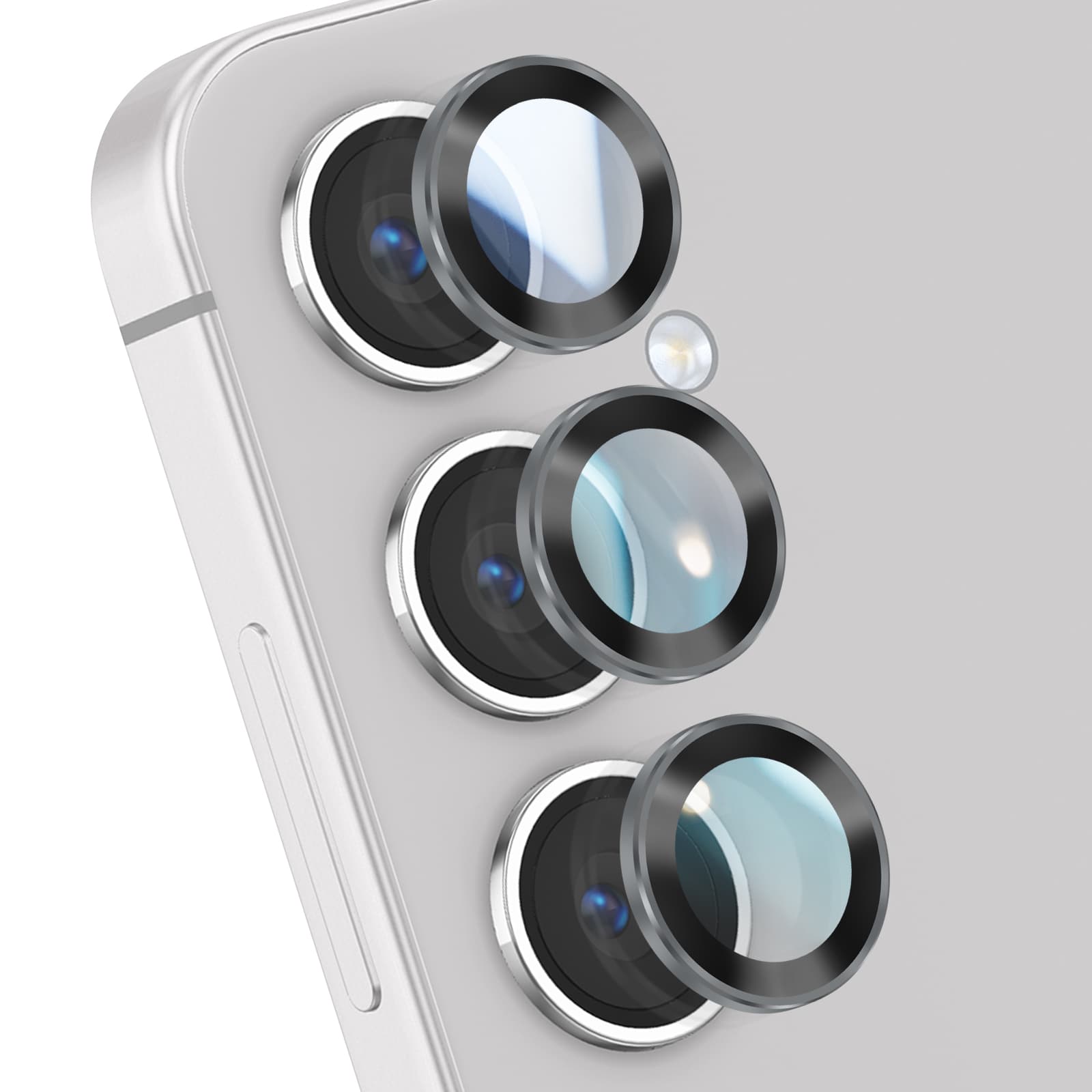 Kameran karkaistu lasi Samsung Galaxy S25 Plus:lle heijastamaton alumiinikehys