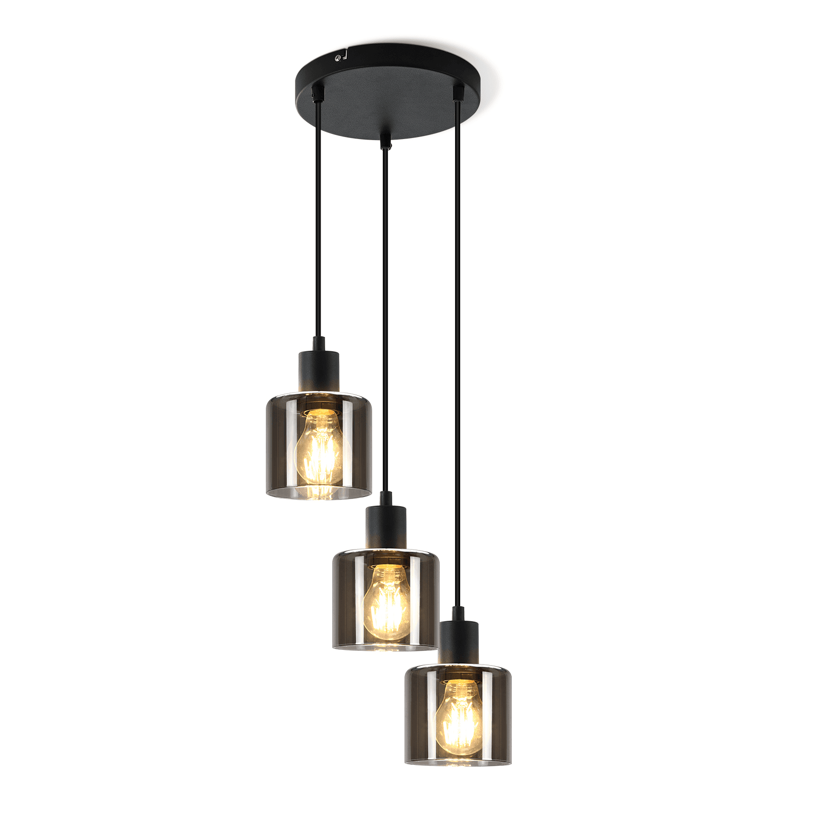 NETTLIFE musta lasinen, riippuvalaisin, halkaisija, 26cm, E27, olohuone, 3 lamppua Vintage - ruokailuhuoneen Valaisin, teollinen Valaisin – Nettlife