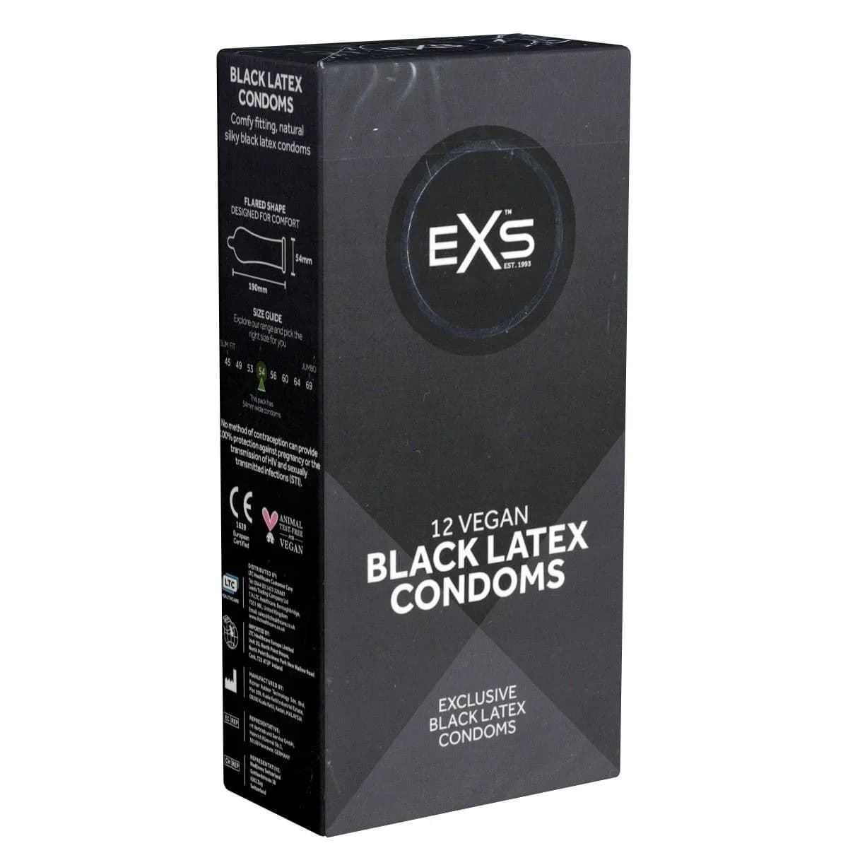 EXS Black Latex Comfy Fit 12-pakkaus – EXS