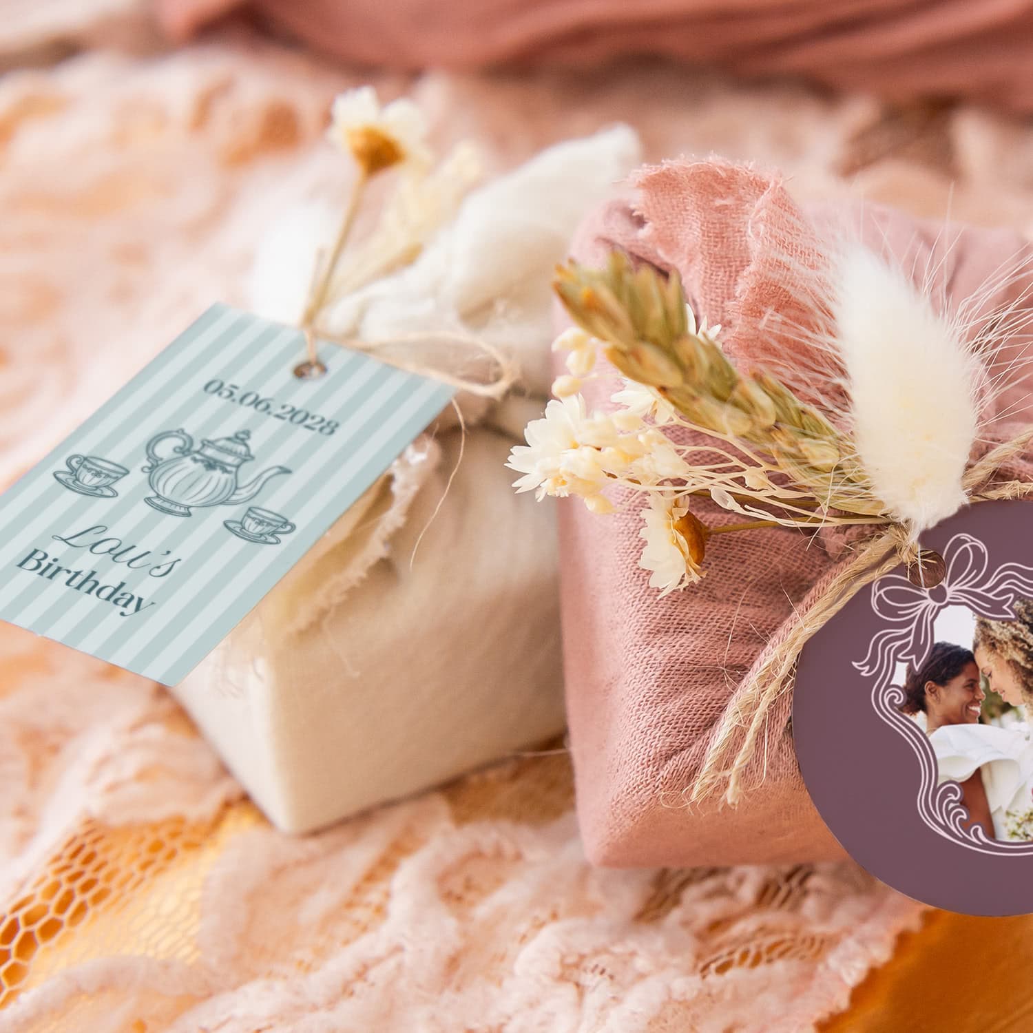 smartphoto Saippuat beige kangaskääreessä, suorakaide etiketti (6 kpl) – smartphoto