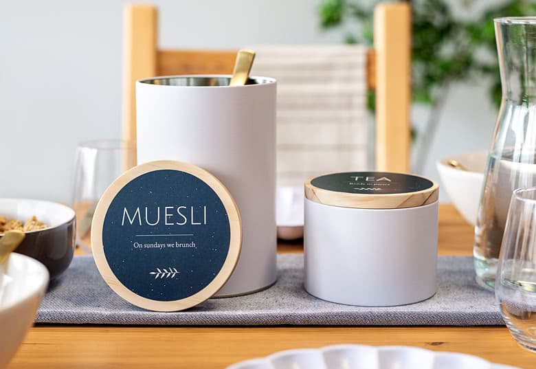 smartphoto Metallipurkit kaiverretulla puukannella (2 kpl setti) – smartphoto