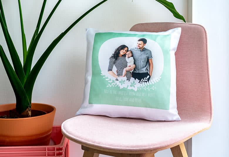 smartphoto Tyynynpäällinen polyesterista sisätyynyllä, Nelikulmio M, painatus edessä – smartphoto