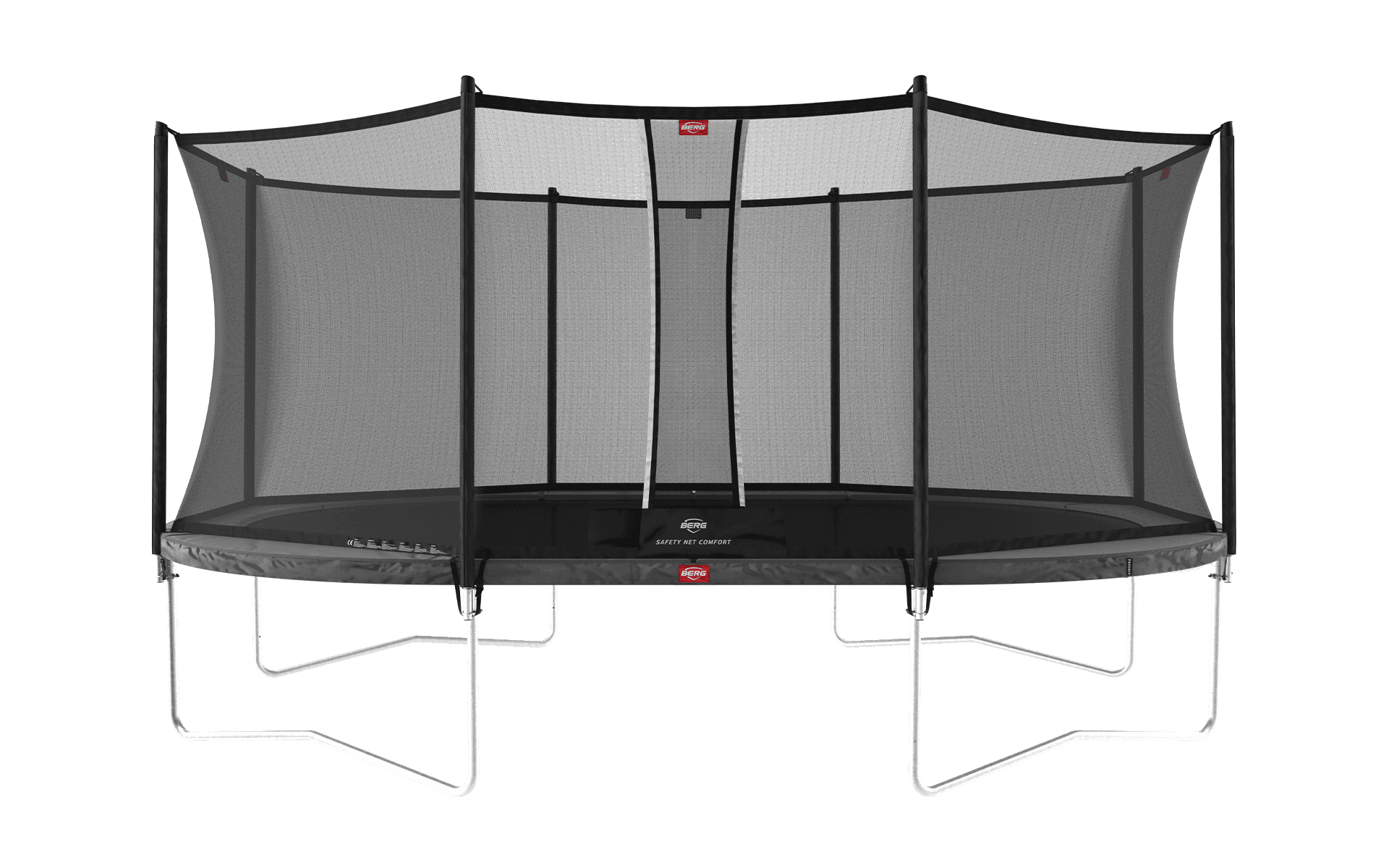 BERG Grand Favorit Regular 520 Harmaa + Safety Net Comfort - Trampoliini Ovaali - 520 x 345 cm – BERG