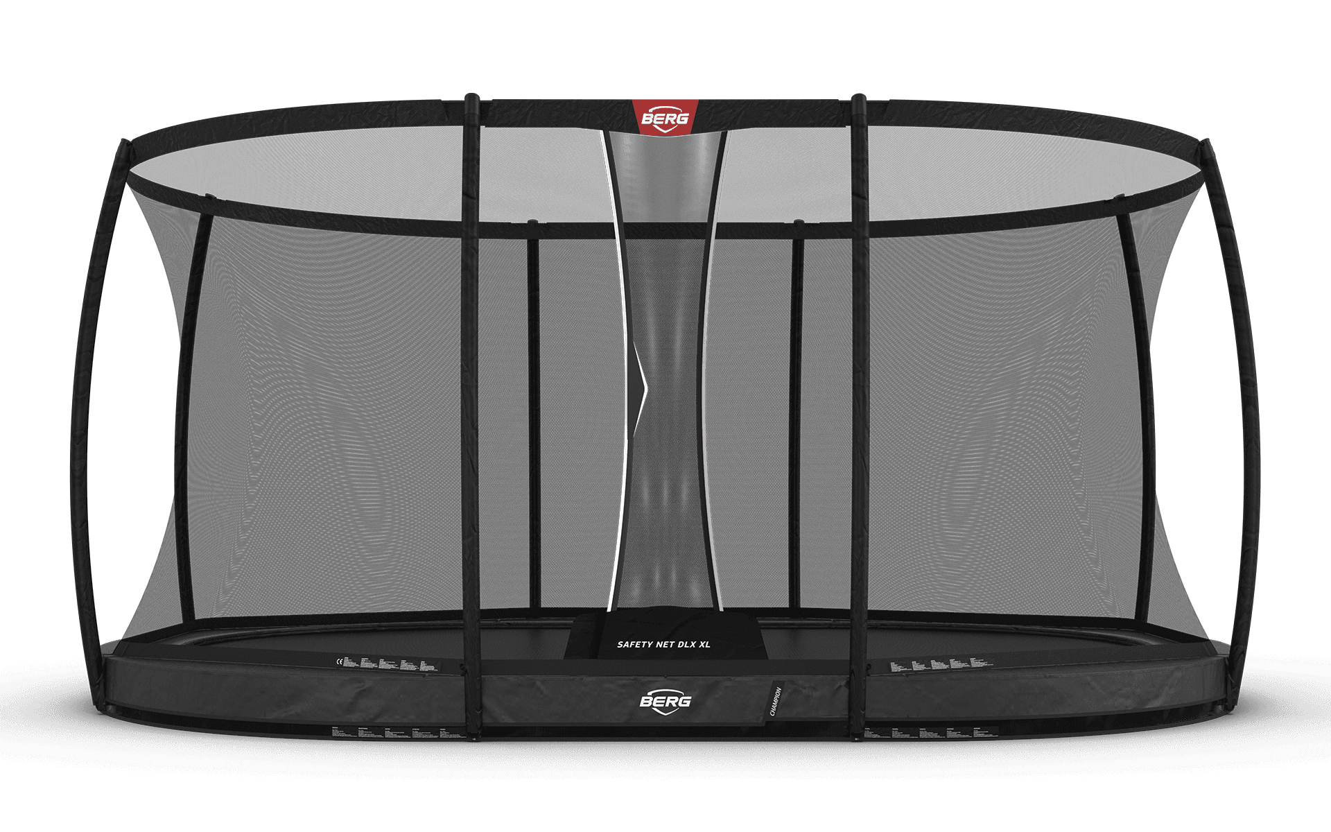 BERG Grand Champion InGround 520 Harmaa + Safety Net DLX XL - Trampoliini Ovaali - 520 x 345 cm – BERG