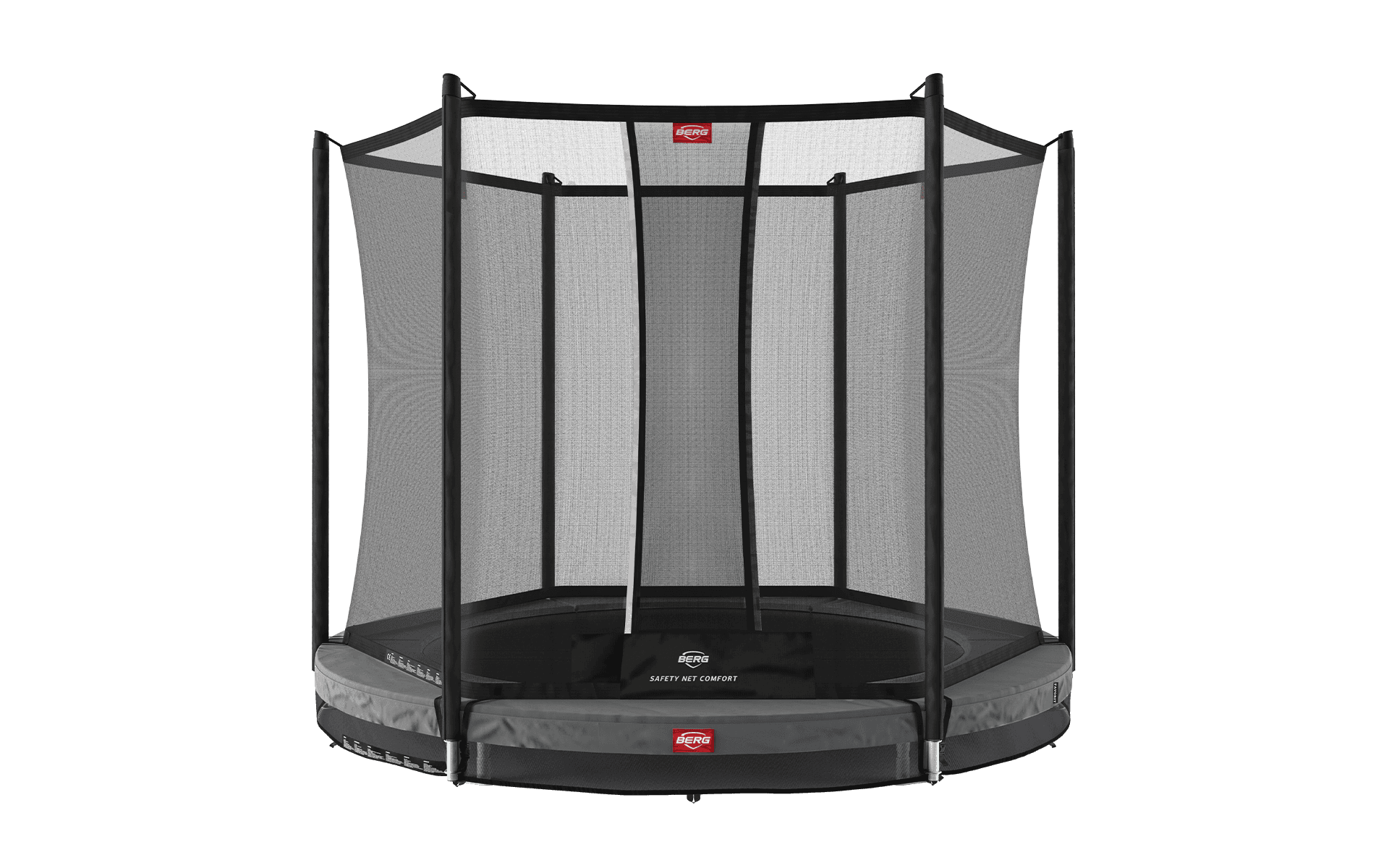 BERG Favorit InGround 200 Harmaa + Safety Net Comfort - Trampoliini Pyöreä - 200 cm – BERG