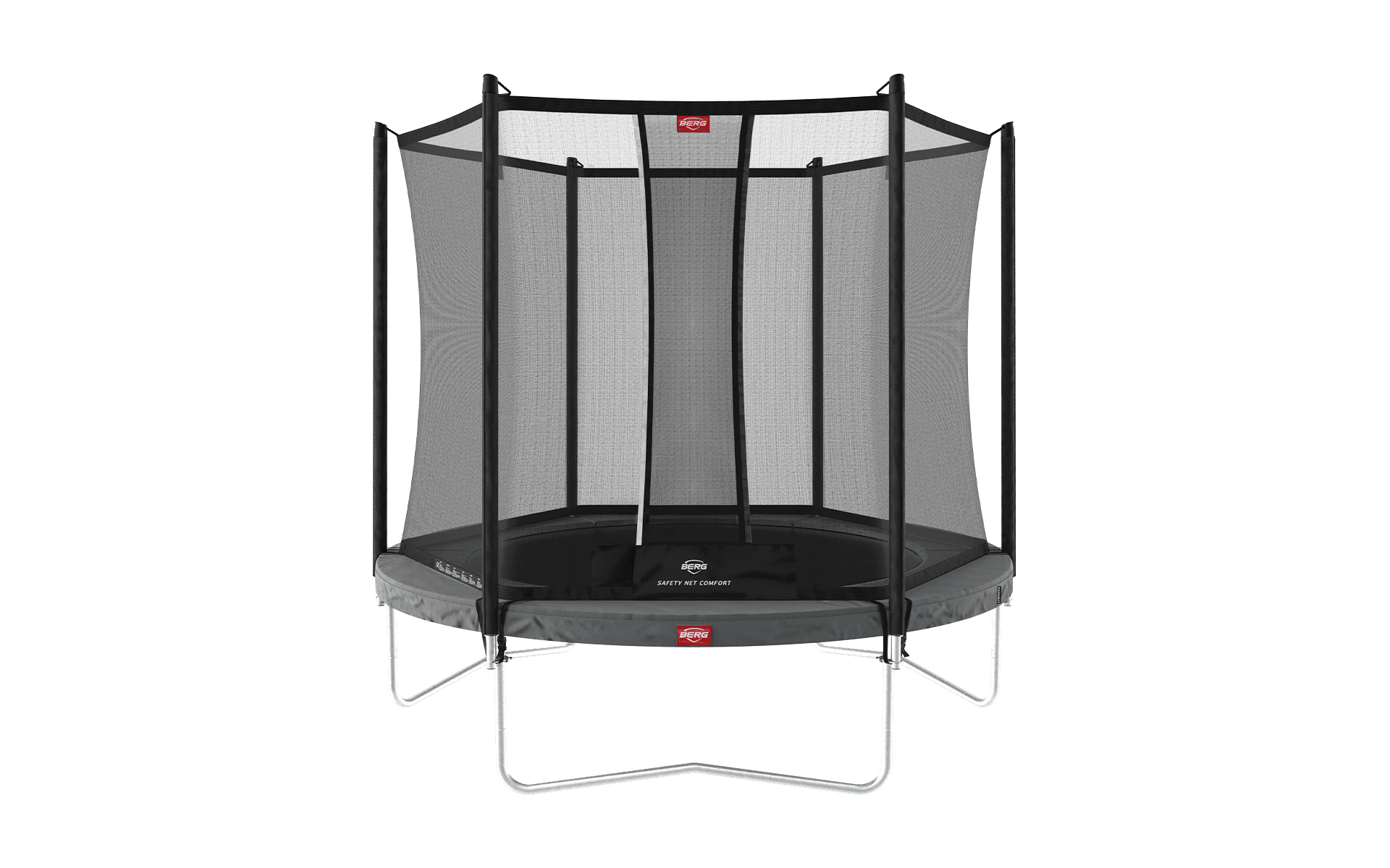 BERG Favorit Regular 270 Harmaa + Safety Net Comfort - Trampoliini Pyöreä - 270 cm – BERG
