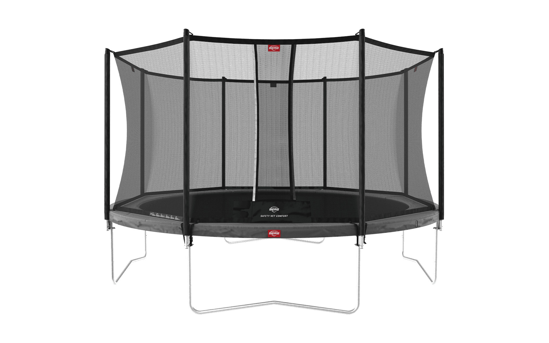 BERG Favorit Regular 380 Harmaa + Safety Net Comfort - Trampoliini Pyöreä - 380 cm – BERG
