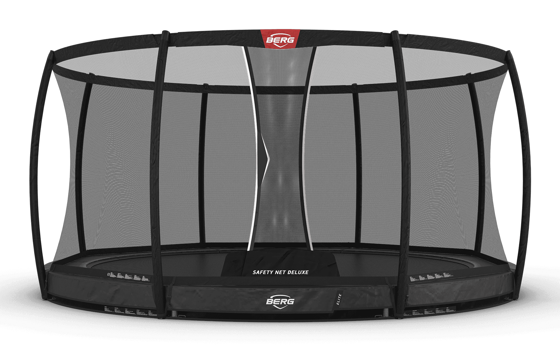 BERG Elite InGround 430 Harmaa + Safety Net Deluxe - Trampoliini Pyöreä - 430 cm – BERG