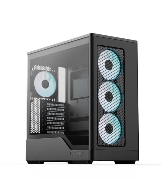 Aerocool D520A -miditornikotelo ikkunalla RGB-valaistuksella, musta – AEROCOOL
