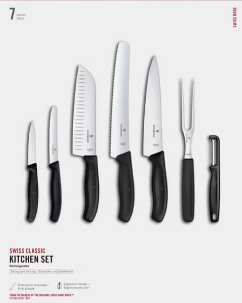 Victorinox Swiss Classic -keittiöveitsisetti, 7 osaa, Musta – Victorinox