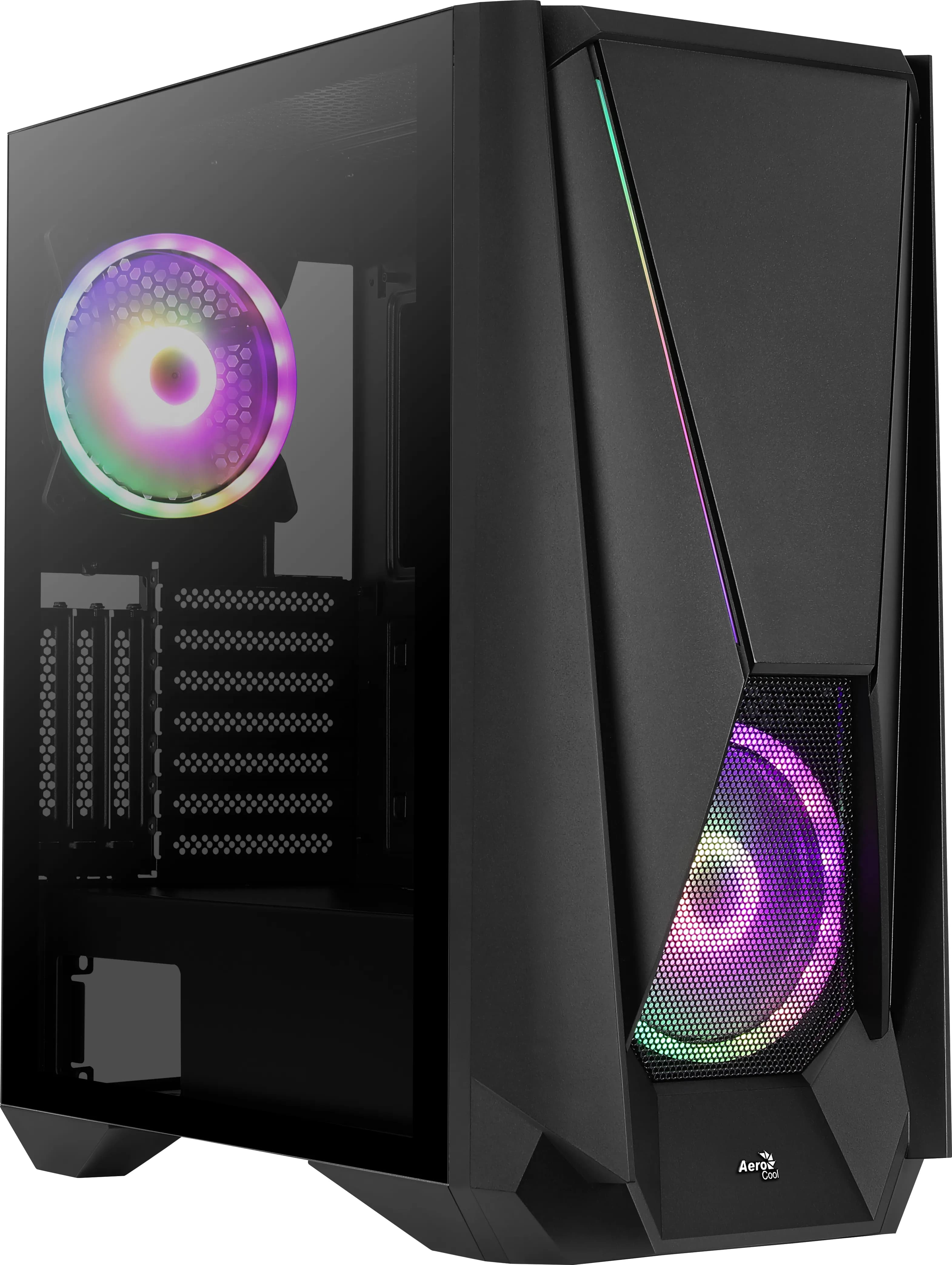 AeroCool Visor ARGB -miditornikotelo ikkunalla, RGB-valaistuksella, musta – AEROCOOL