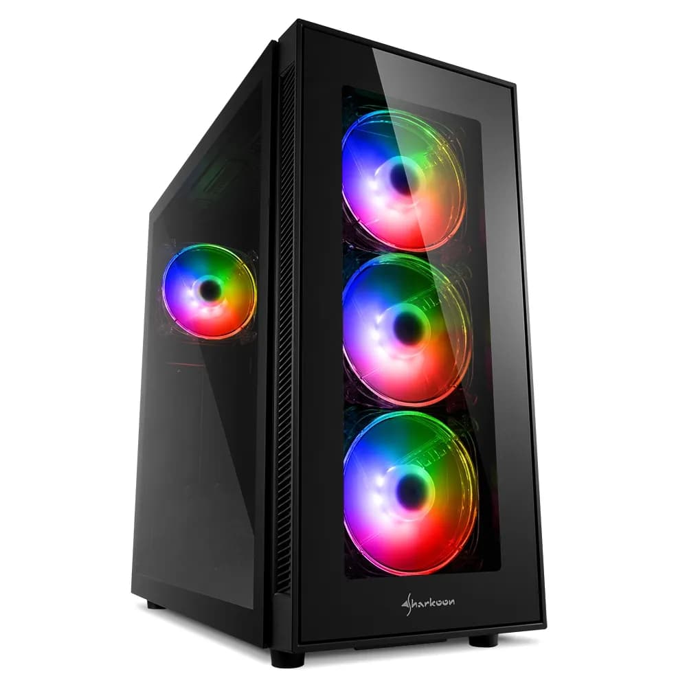 Sharkoon TG5 Pro RGB -miditornikotelo ikkunalla, RGB-valaistuksella, musta – SHARKOON