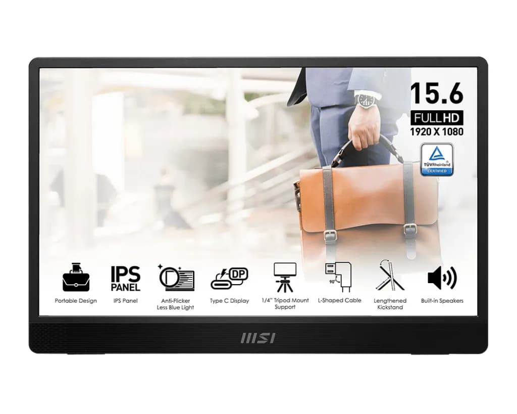 MSI PRO MP161 E2 15.6" Full HD, IPS -kannettava näyttö, USB-C hub – MSI