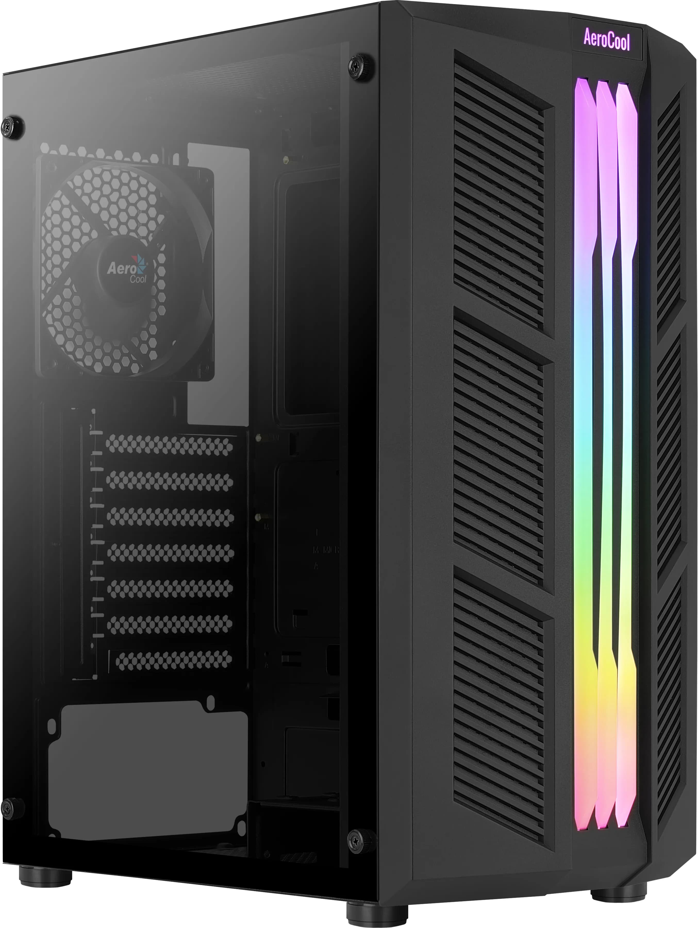 Aerocool Prime V1 -miditornikotelo ikkunalla ja RGB-valaistuksella, musta – AEROCOOL