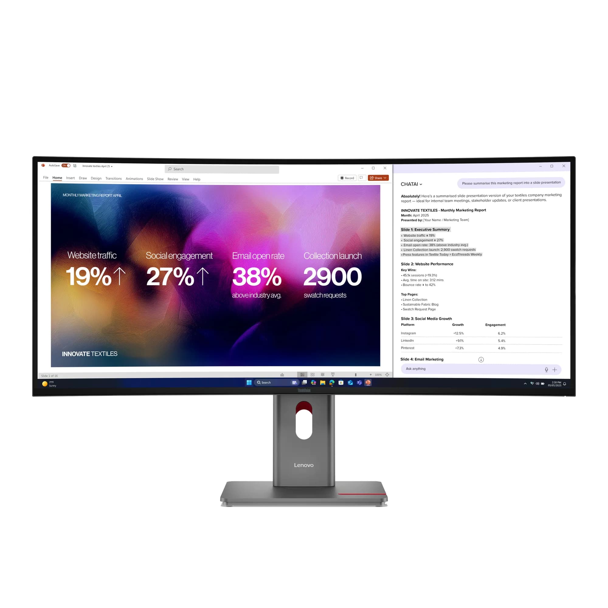 Lenovo ThinkVision P40WD-40 39.7" WUHD, IPS, 120Hz, HDR, USB-C hub -kaareva näyttö – Lenovo