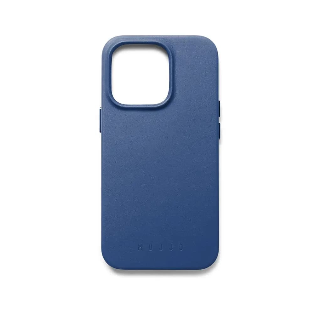 Mujjo Full Leather Case, iPhone 14 Pro, MagSafe -suojakuori, Sininen – MUJJO