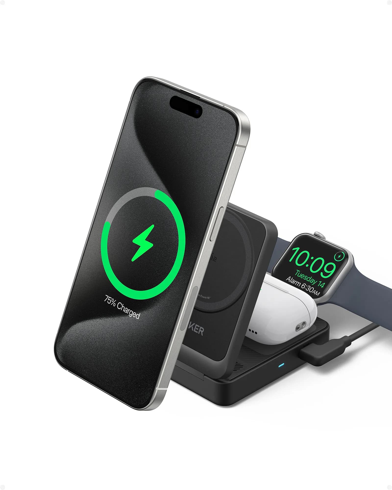 Anker MagGo Magnetic Wireless Charging Station 15W -laturi, Musta – Anker