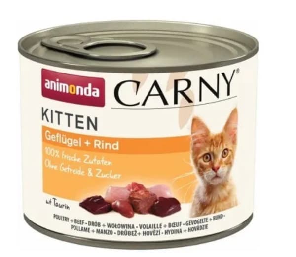 Animonda Carny Kitten Poultry + Beef, Kissan märkäruoka, 200 g – Animonda