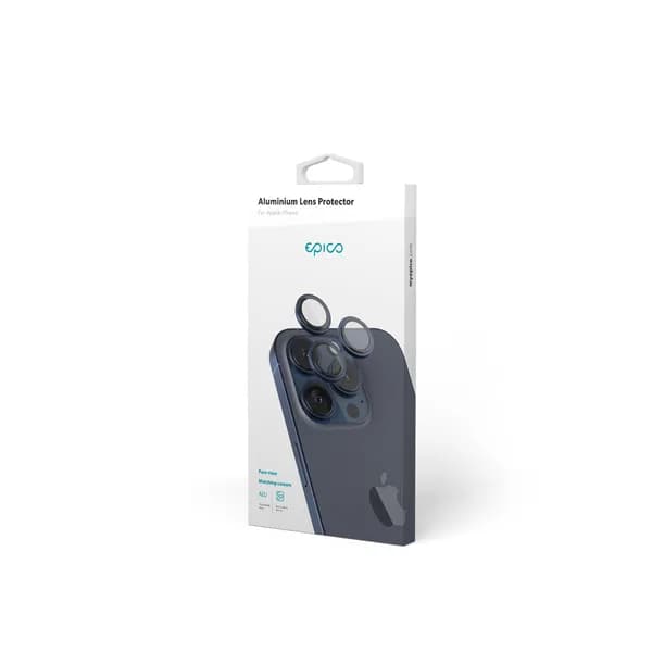 Epico Aluminium Lens, iPhone 15 Pro / 15 Pro Max -kameran linssinsuoja, Blue Titanium – EPICO
