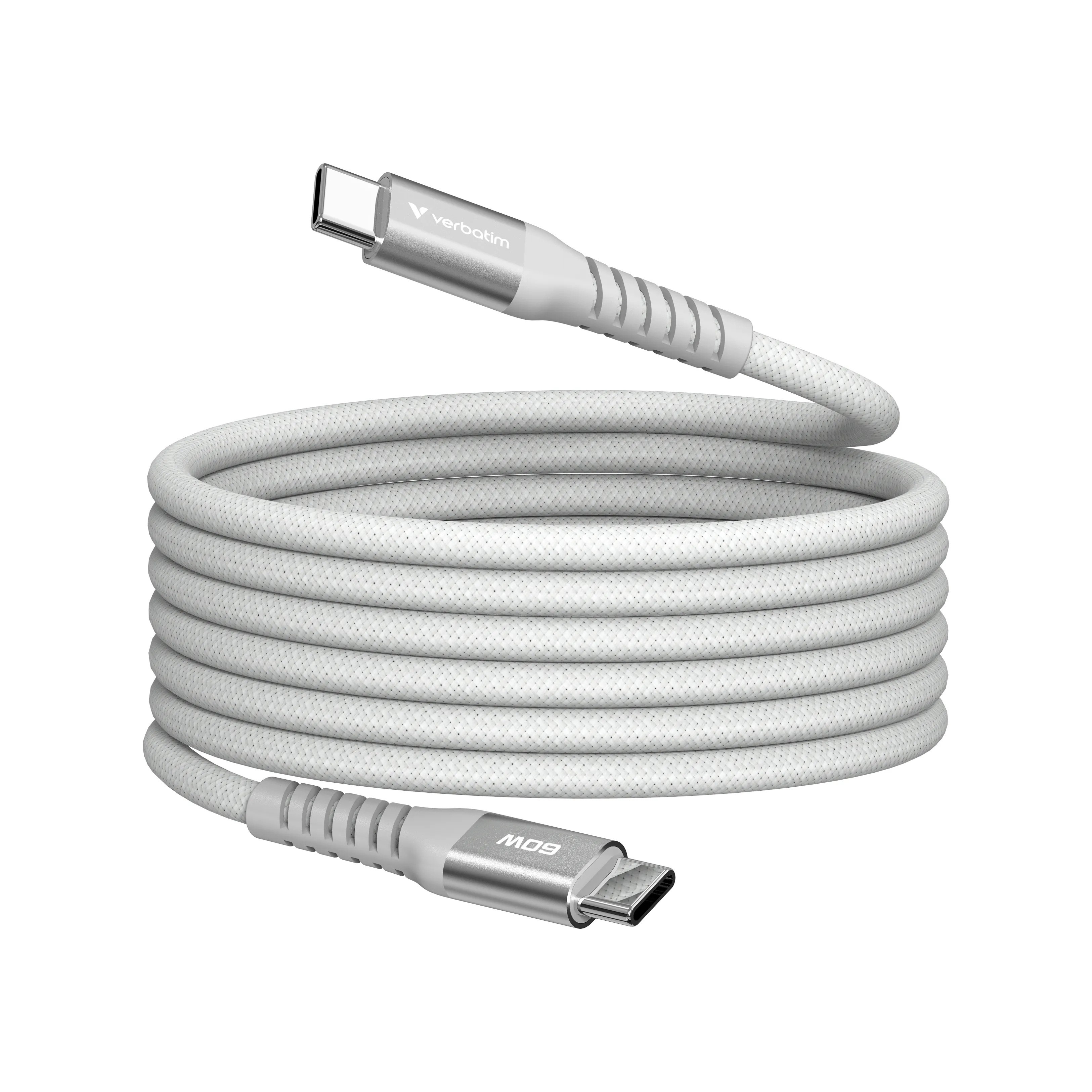 Verbatim Sync & Charge Magnetic USB-C -kaapeli, 60 W, 1,2 m, harmaa – Verbatim
